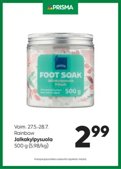 Kaupan Prisma Prisma tarjoukset Jalkakylpysuola esikatselu, voimassa 27/05/2026