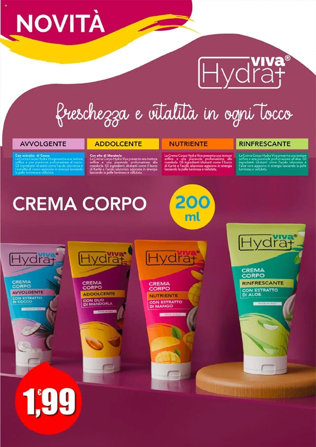 Anteprima dell'opuscolo Volantino Hydra Viva Novità dal negozio Maury's valido da 14/06/2025 - Mango, Crema, Olio, Burro, Cocco, Mandorla, Ingredienti