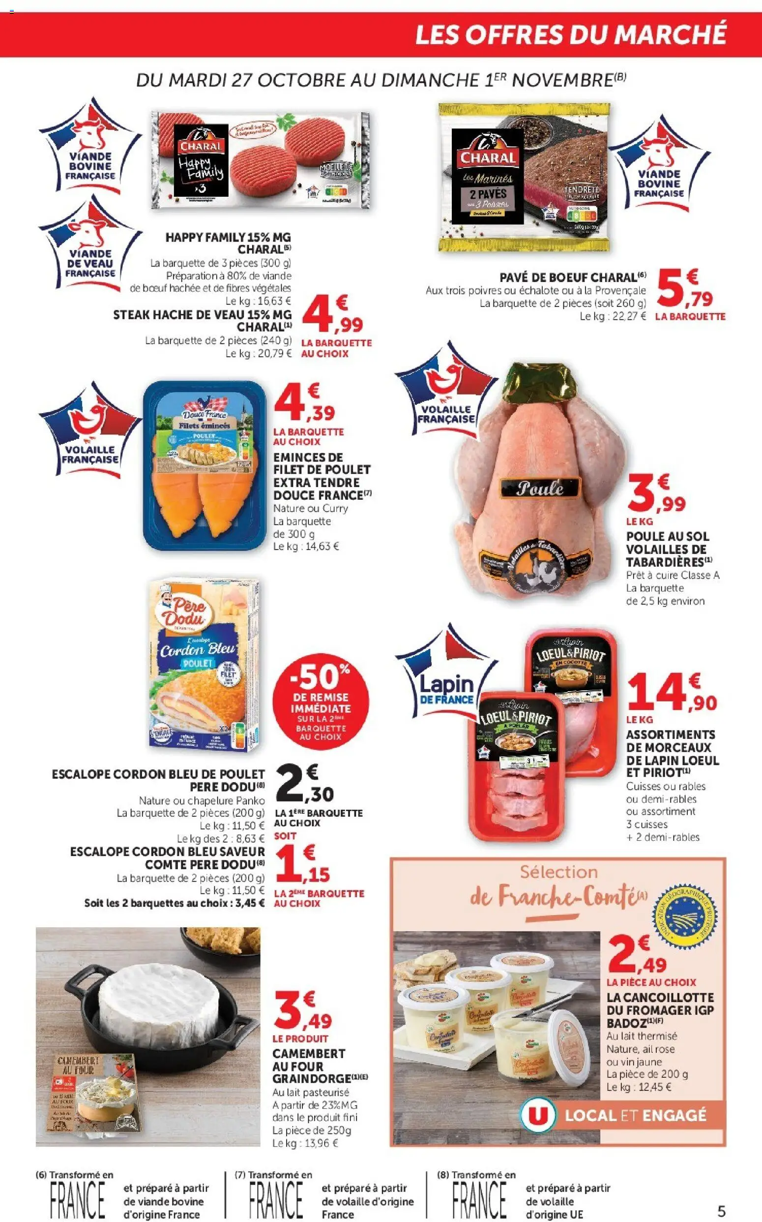 Prévisualisation de U Express - Les prix bas de la semaine du magasin U Express formulaire valide 27/10/2026 - Four, Lait, Steak, Curry, Cordon bleu, Volaille, Pavé de bœuf, Ail rose