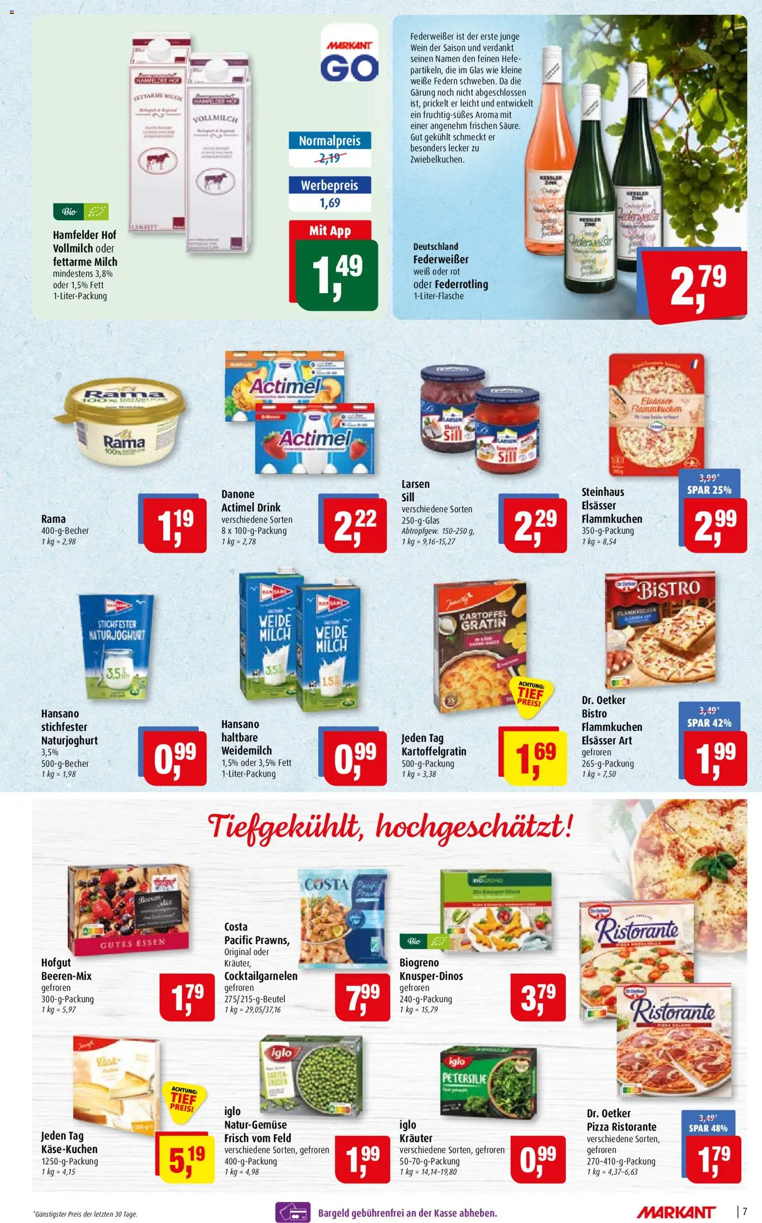 Vorschau von dem Prospekt des Geschäftes Markant, gültig ab dem 07.09.2026 - Pizza, Wein, Petersilie, Milch, Ristorante, Actimel, Rama, Iglo