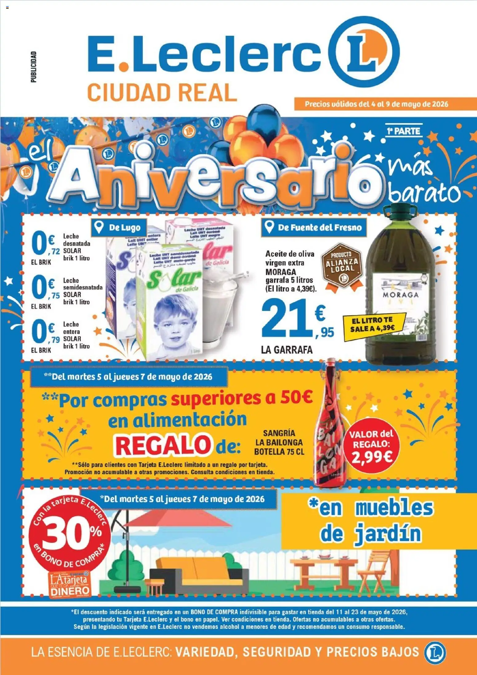 Vista previa del folleto de la tienda E.Leclerc válido desde el 04/05/2026 - Aceite de oliva, Té, Muebles, Aceite, Alcohol, Leche, Leche UHT
