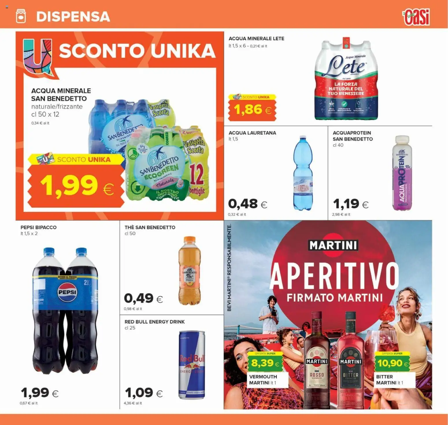 Anteprima dell'opuscolo Oasi volantino dal negozio Oasi valido da 22/10/2026 - Aperitivo, Acqua, The, Red Bull, Acqua minerale, Martini, Pepsi, Valigetta