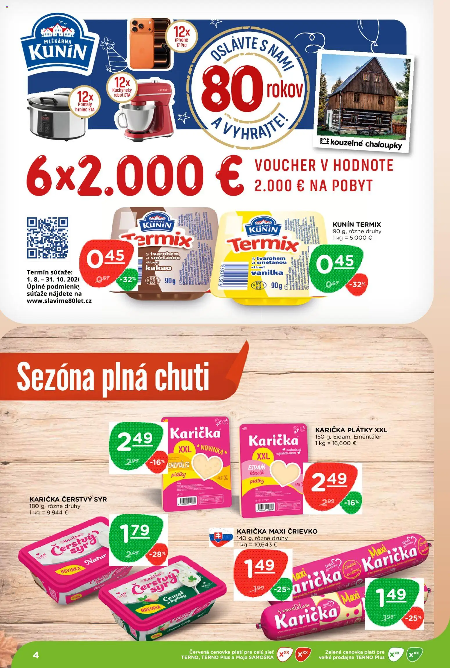 Náhľad Terno letáku platného od 08.10.2026 - Syr, Robot, Bylinky, Cesnak, Kakao, Vanilka, Termix, Eidam