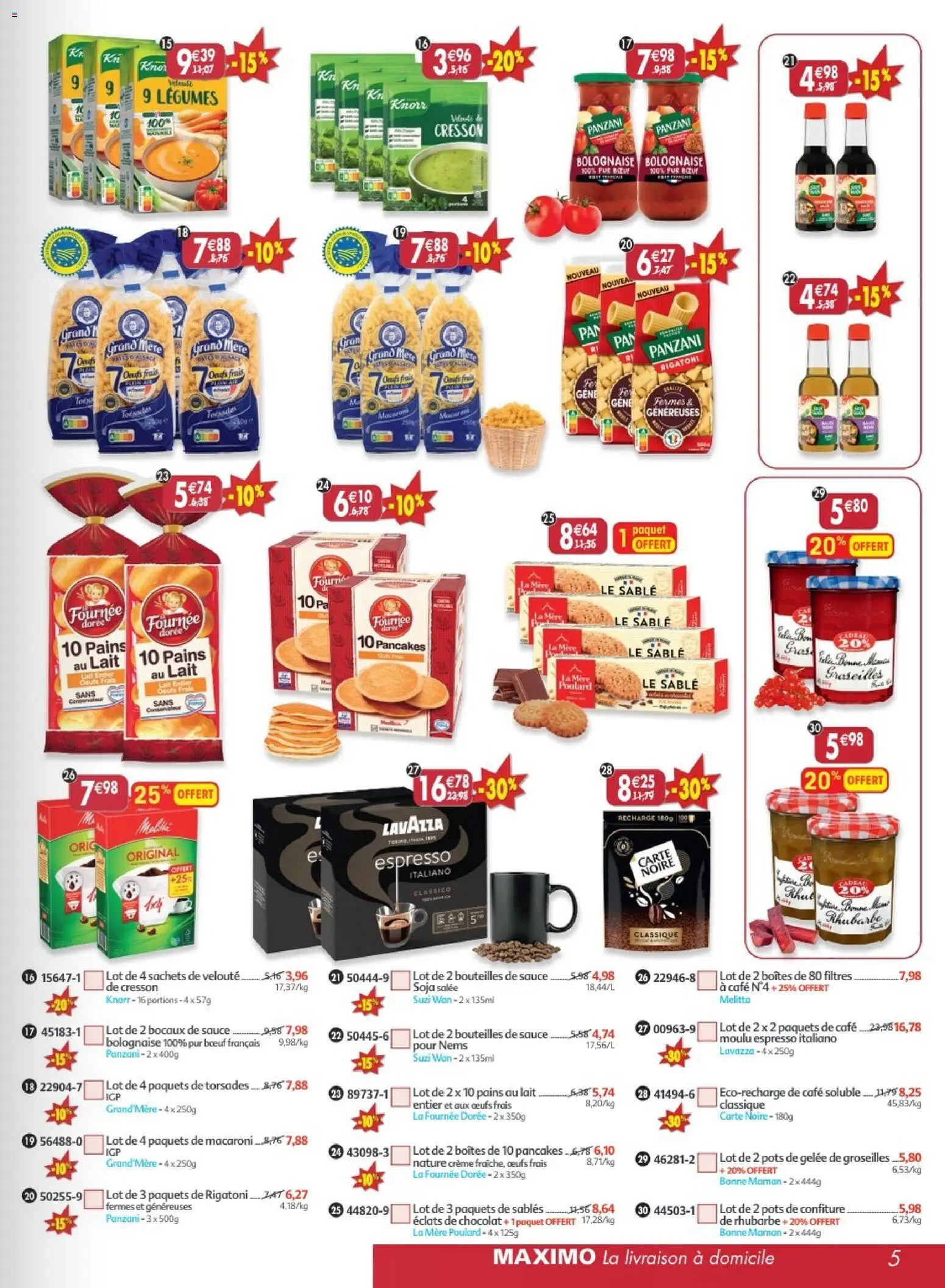 Prévisualisation de Maximo catalogue epicerie du magasin Maximo formulaire valide 24/08/2026 - Rhubarbe, Crème, Cresson, Macaroni, Pains au lait, Lait entier, Pots de confiture, Grand'Mère