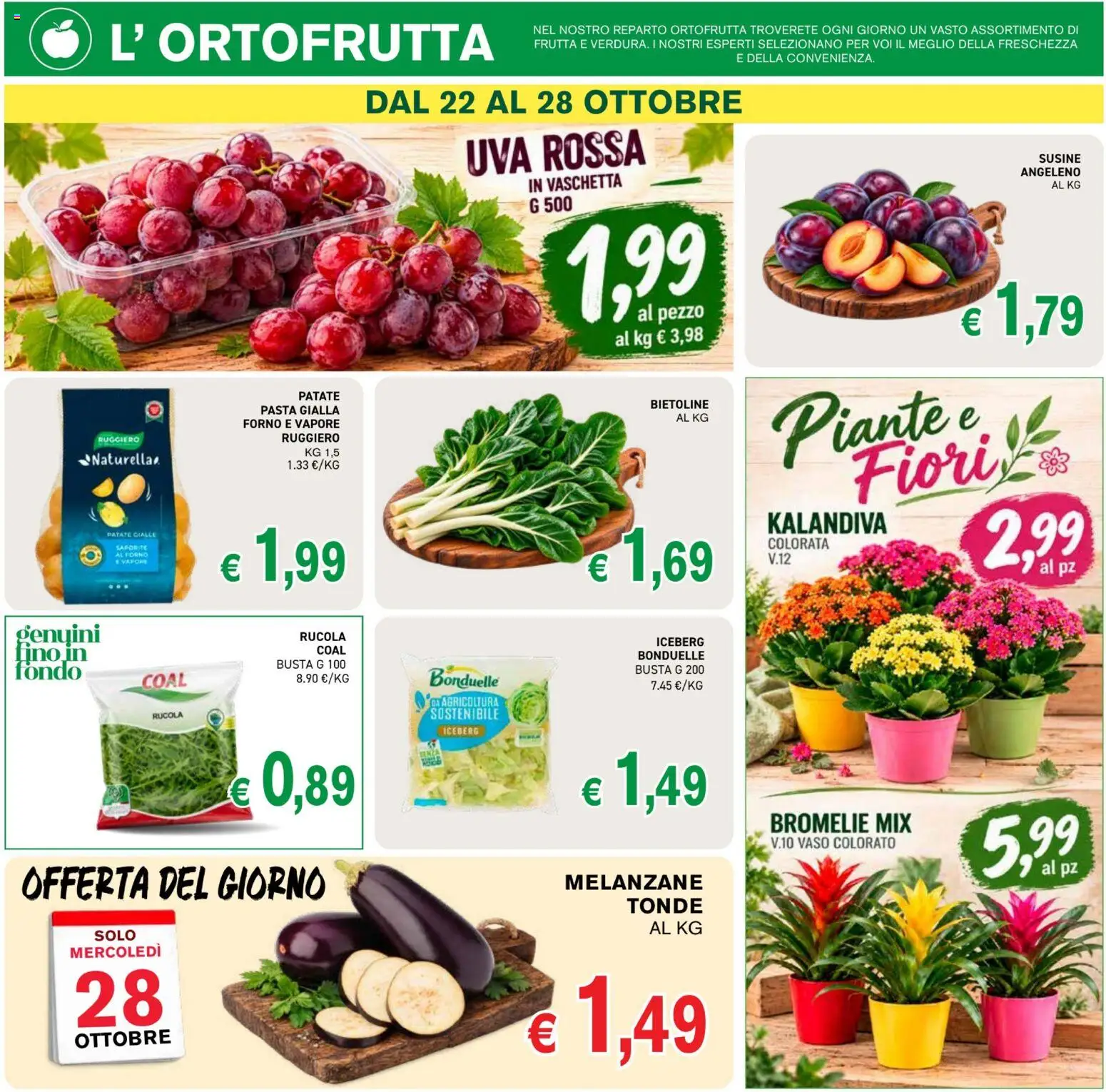 Anteprima dell'opuscolo Coal volantino èccoMi Guardiagrele dal negozio Coal valido da 22/10/2026 - Pasta, Forno, Melanzane, Rucola, Patate, Uva, Susine, Vaso