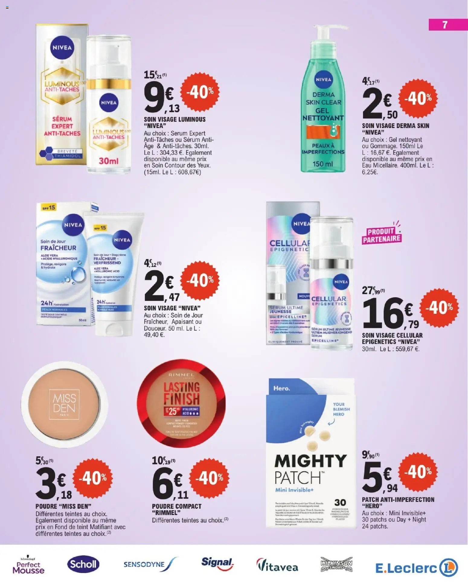 Prévisualisation de E.Leclerc Beaute automne du magasin E.Leclerc formulaire valide 01/09/2026 - Aloe vera, Acide hyaluronique, Mousse, Fond de teint, Soin visage, Serum, Poudre, Gel nettoyant