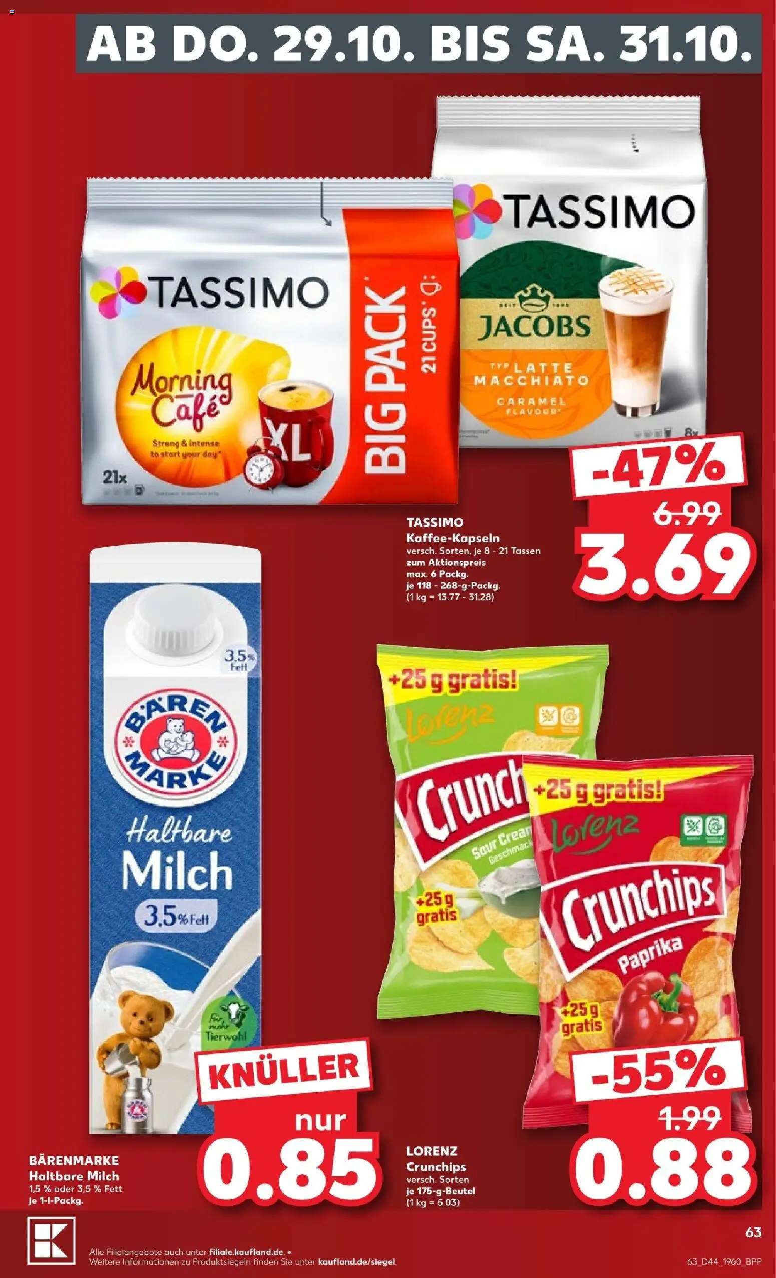 Vorschau von dem Prospekt des Geschäftes Kaufland, gültig ab dem 26.10.2026 - Milch, Tassimo, Paprika, Haltbare milch