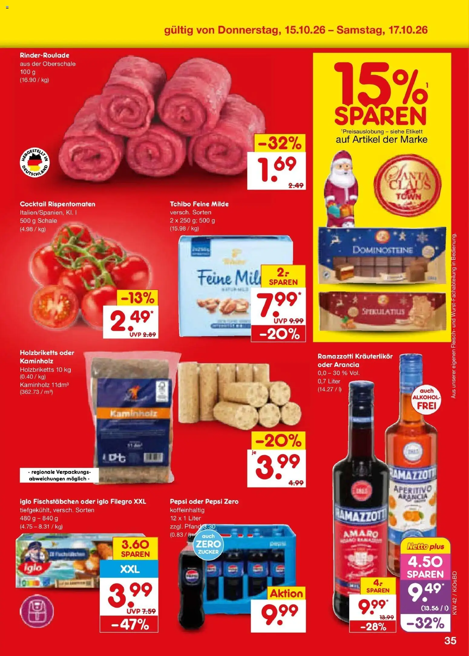 Vorschau von dem Prospekt des Geschäftes Netto Marken-Discount, gültig ab dem 12.10.2026 - Alkohol, Fleisch, Ramazzotti, Zucker, Pepsi, Iglo, Fischstabchen