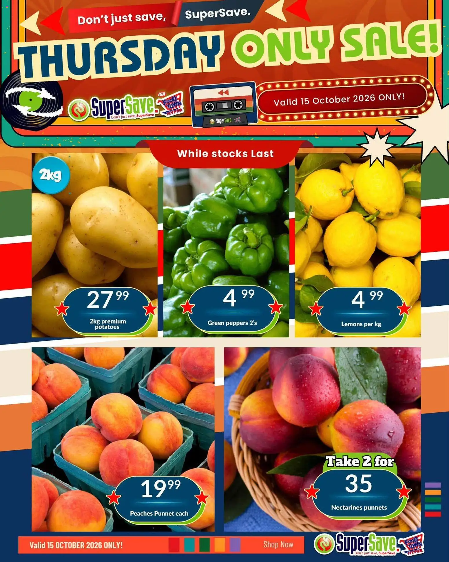 Preview of Super Save flyer valid from 15/10/2026 - Potatoes, Lemons, Nectarines