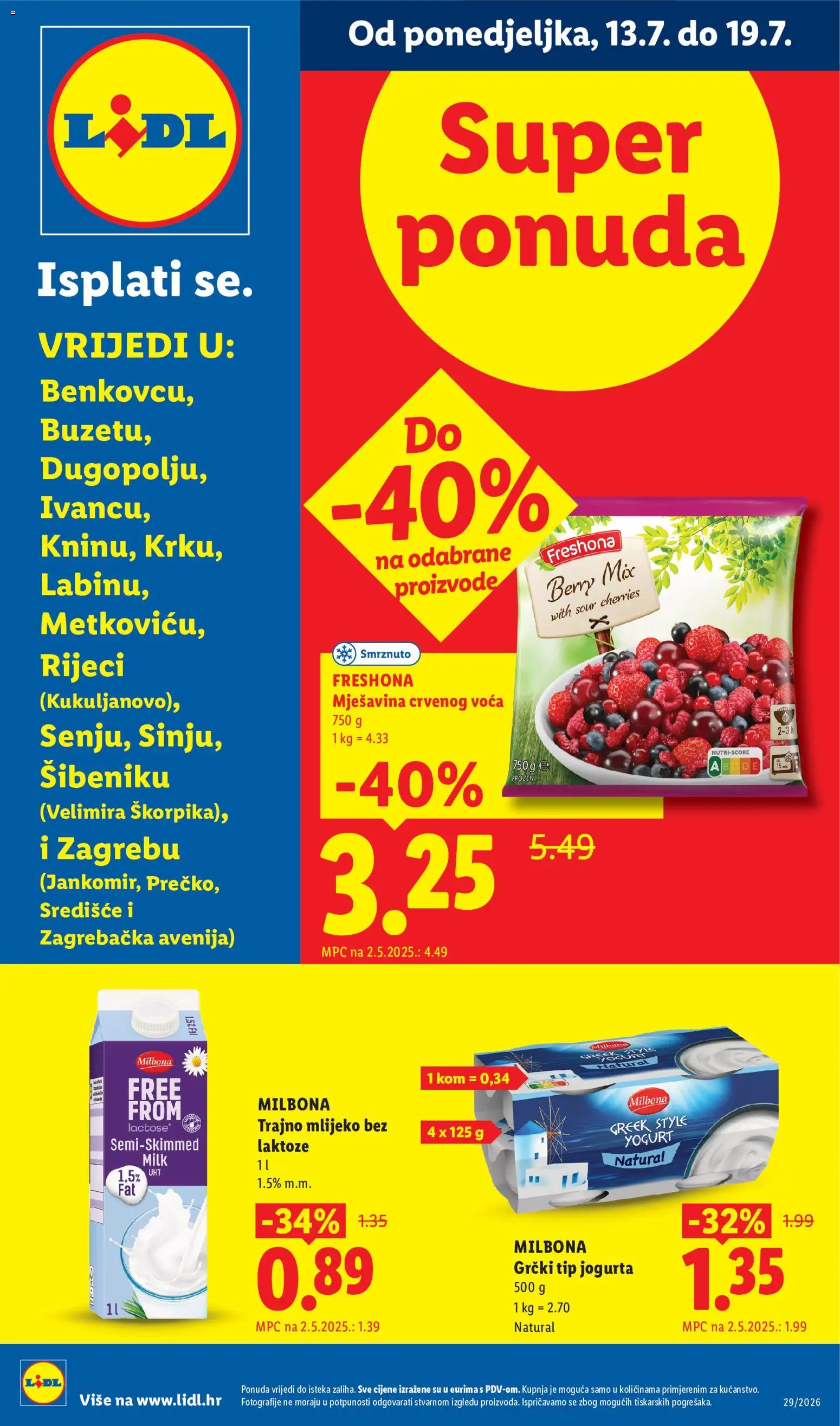 Pregled letka Lidl - Super Ponuda trgovine Lidl vrijedi od 13.07.2026 - Mlijeko, Mlijeko bez laktoze, Trajno mlijeko, Freshona