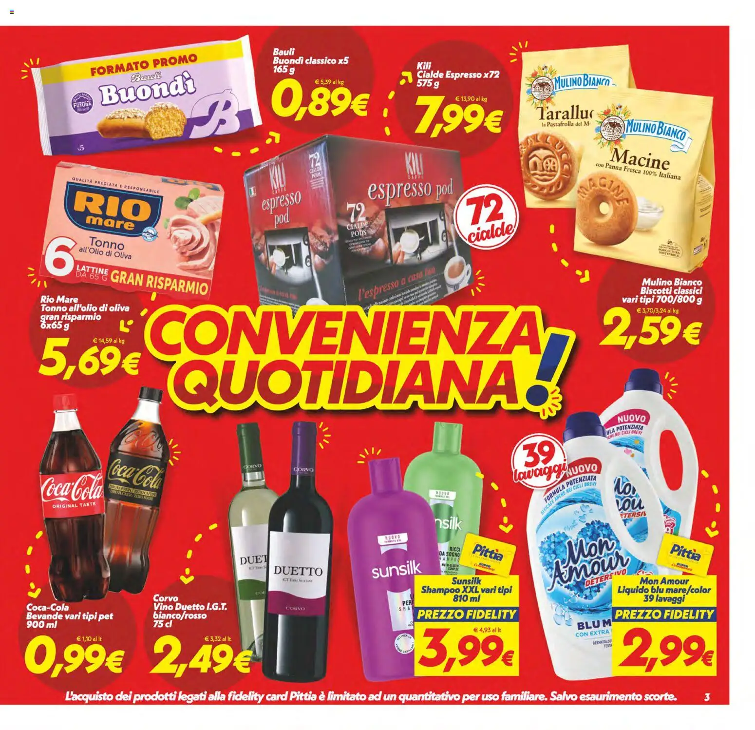 Anteprima dell'opuscolo SuperConveniente volantino Caltanissetta, San Cataldo, Avola, Lascari, Milazzo, Barcellona dal negozio SuperConveniente valido da 23/10/2026 - Biscotti, Vino, Coca Cola, Shampoo, Tonno, Panna, Cialde, Bevande