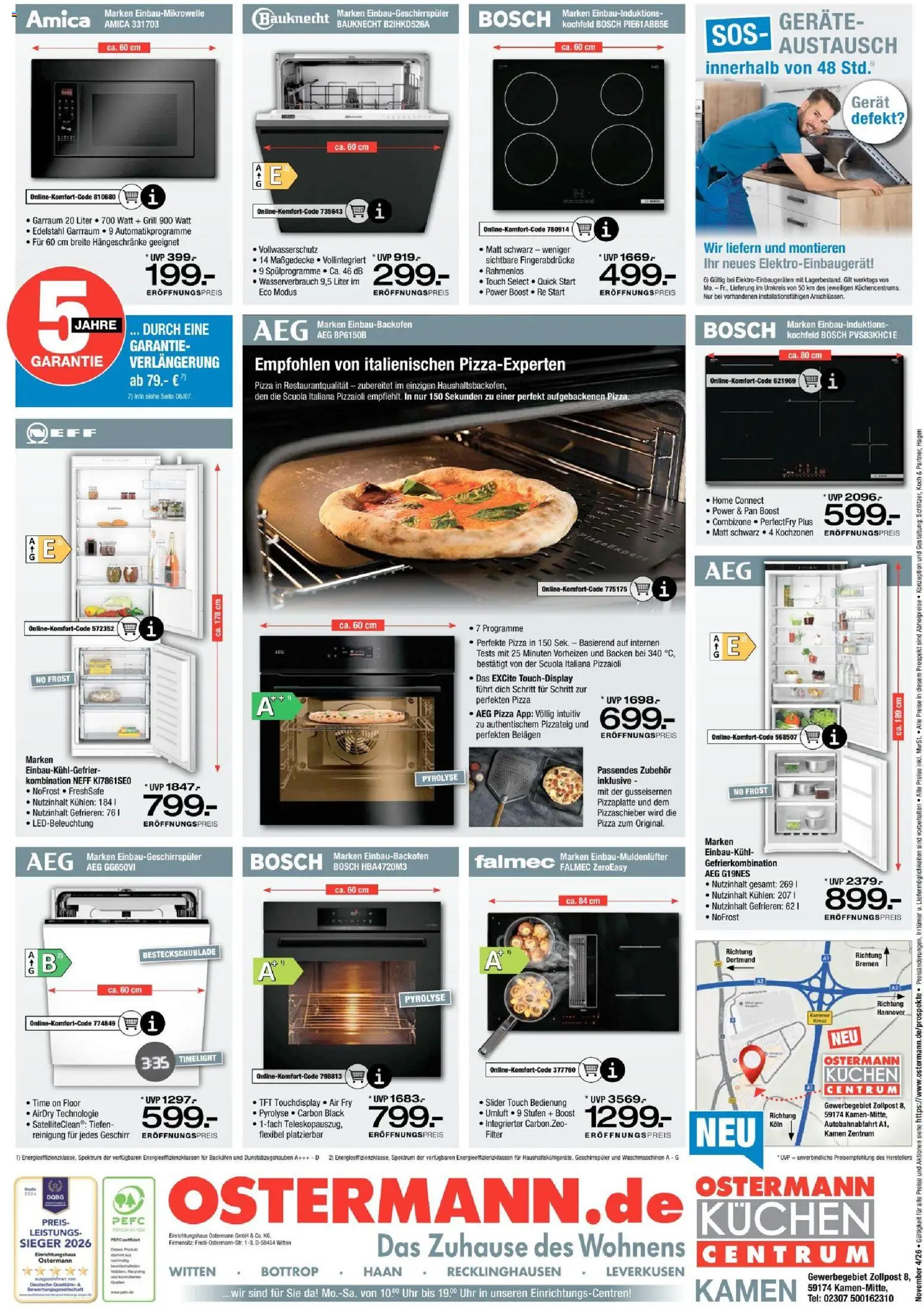 Vorschau von dem Prospekt des Geschäftes Ostermann, gültig ab dem 31.10.2026 - Pizza, Uhr, Bosch, Kuchen, Grill, Backofen, AEG, Kochfeld
