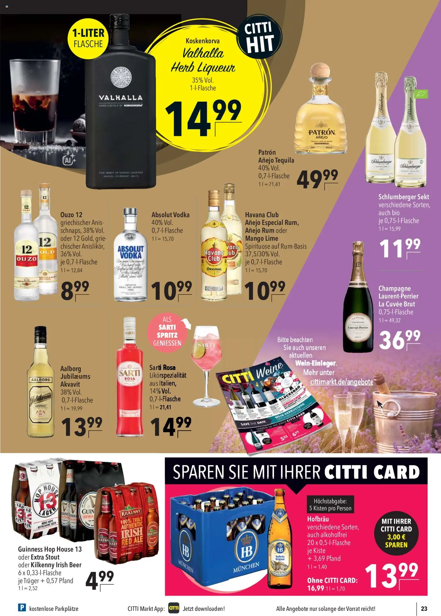 Vorschau von dem Prospekt des Geschäftes CITTI Markt, gültig ab dem 28.10.2026 - Mango, Wein, Tequila, Vodka, Ouzo, Rum, Sekt, Ouzo 12