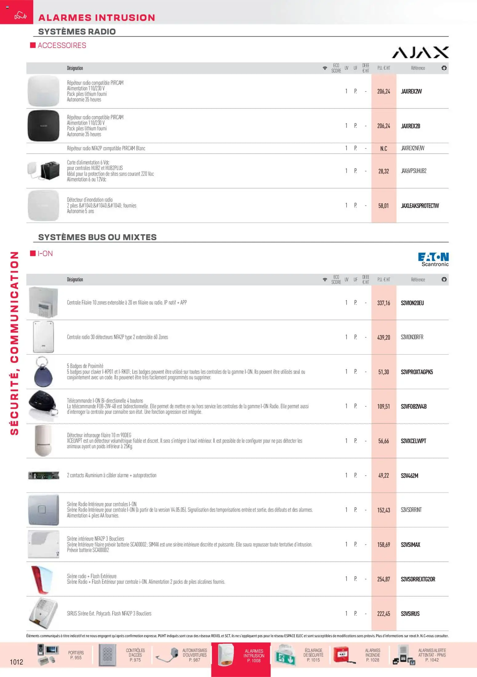 Prévisualisation de Brochure sécurité, communication du magasin Rexel formulaire valide 18/11/2025 - Radio, Alimentation, Ajax, Clavier, Télécommande, Piles AA, Piles, Poids