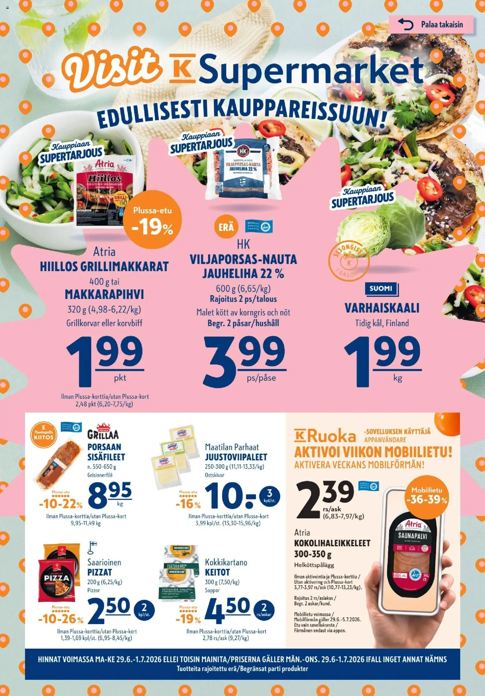 Kaupan K-Supermarket K-Supermarket tarjoukset esikatselu, voimassa 29/06/2026