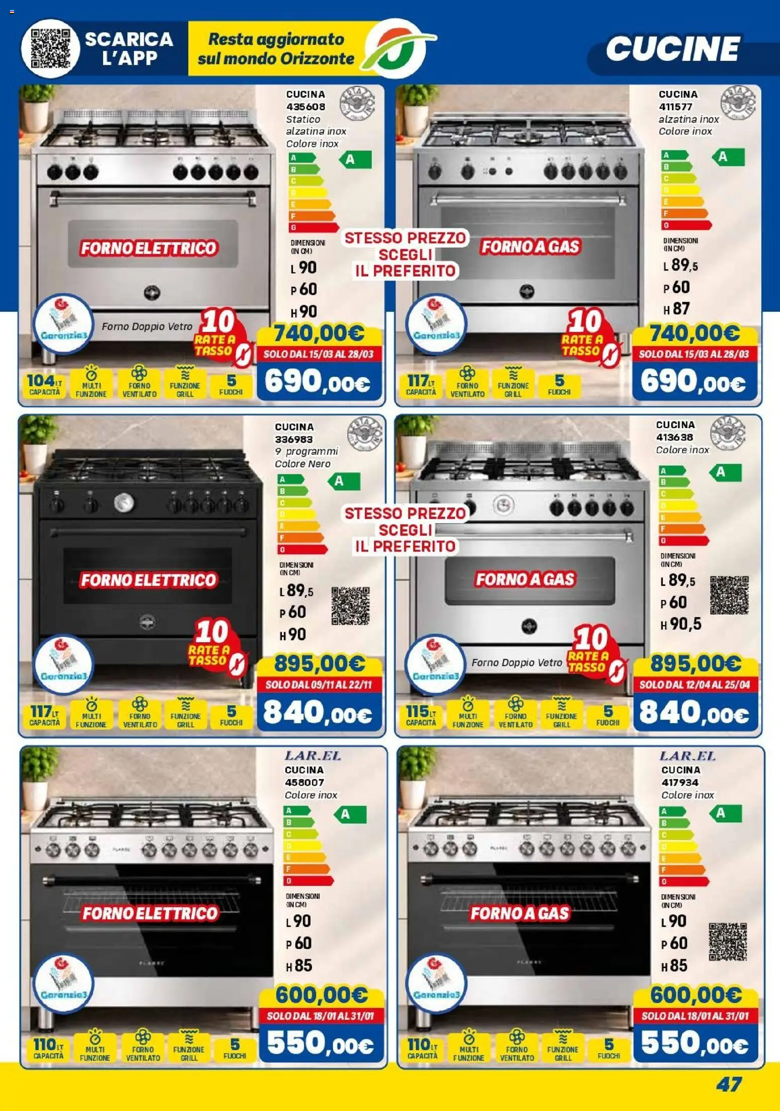 Anteprima dell'opuscolo Orizzonte volantino Elettro dal negozio Orizzonte valido da 01/11/2026 - Forno, Cucine, Forno elettrico