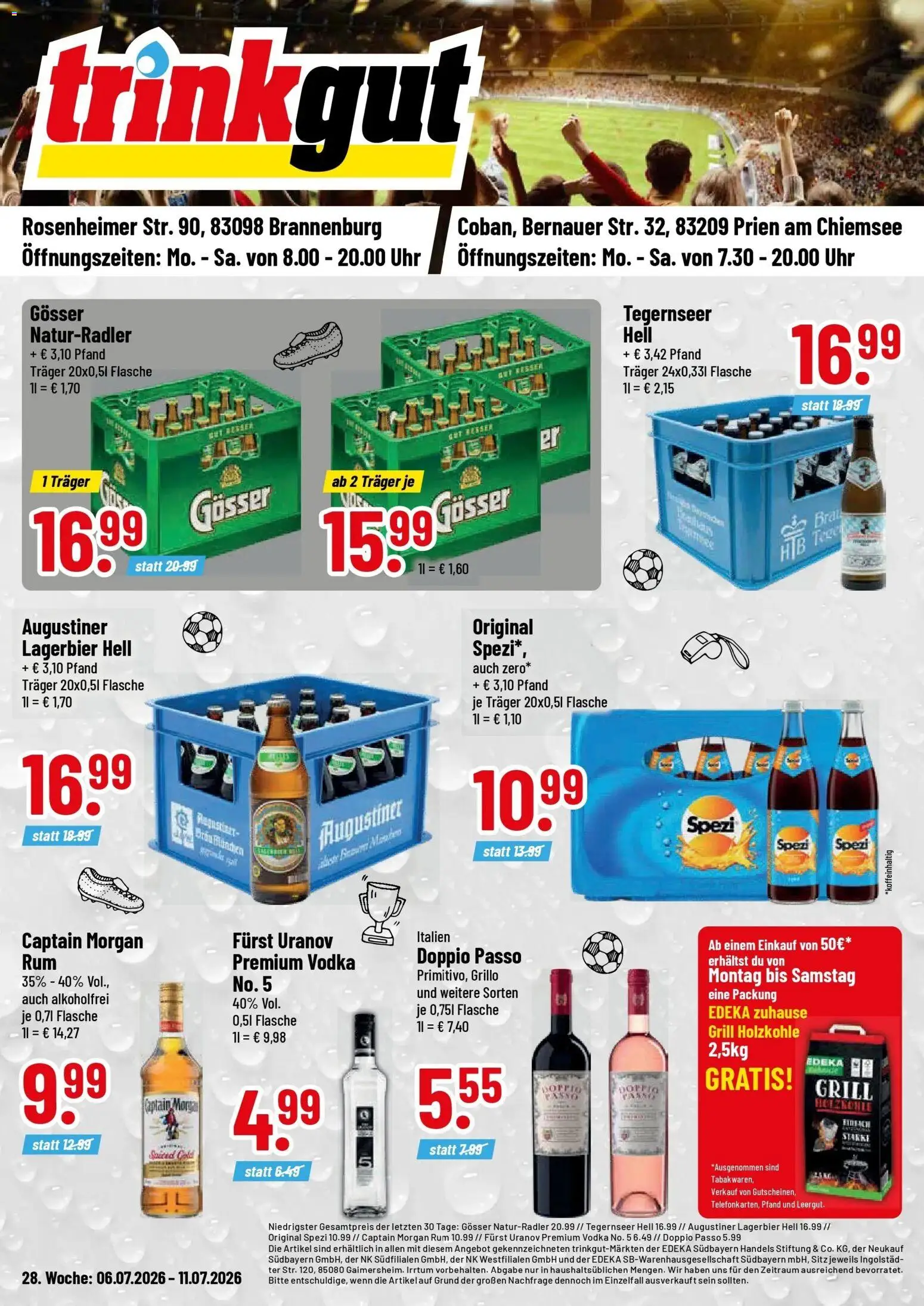 Vorschau von dem Prospekt des Geschäftes Trinkgut, gültig ab dem 06.07.2026 - Uhr, Grill, Vodka, Rum, Captain morgan, Doppio Passo
