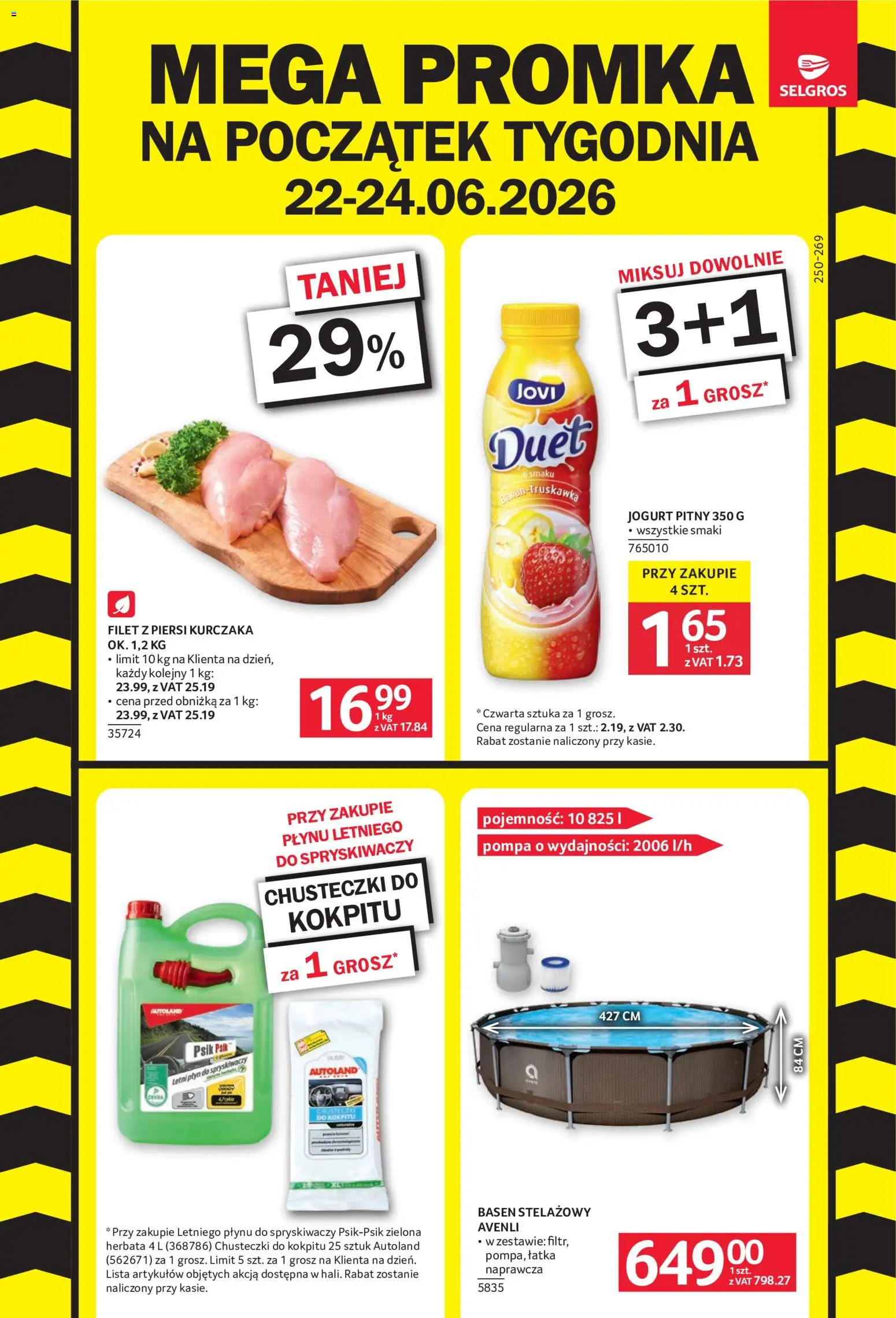 Pogląd gazetki "Selgros cash&carry gazetka - Mega Promka" ze sklepu Selgros cash&carry ważnej od 22.06.2026 - Basen, Herbata, Basen stelażowy, Chusteczki, Jogurt, Filet, Filet z piersi kurczaka, Jogurt pitny