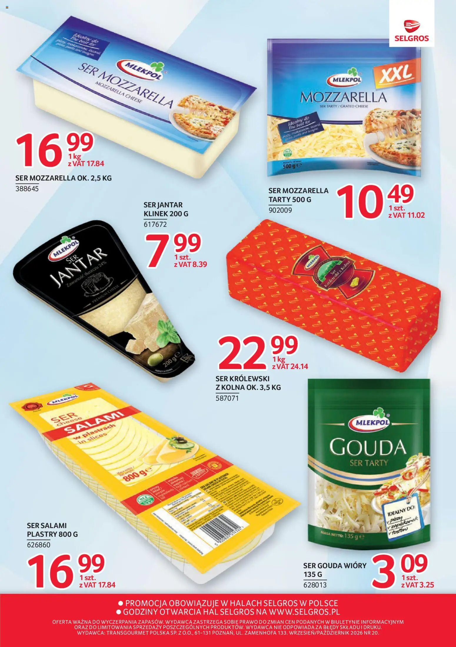 Pogląd gazetki "Selgros cash&carry gazetka - Markowe Produkty" ze sklepu Selgros cash&carry ważnej od 24.09.2026 - Jantar, Mozzarella, Ser, Salami, Ser gouda