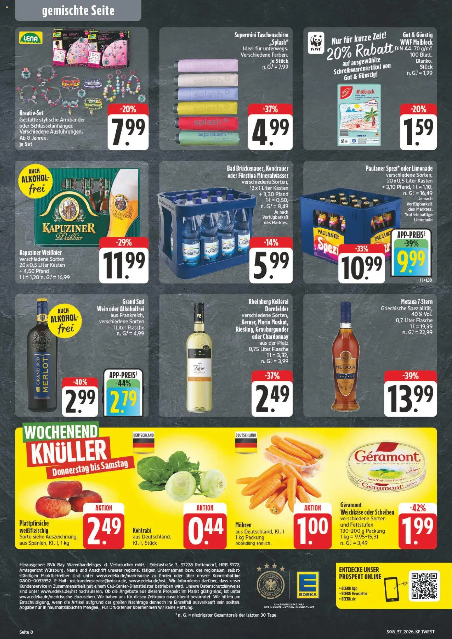 Vorschau von dem Prospekt des Geschäftes nah & gut, gültig ab dem 07.09.2026 - Mineralwasser, Alkohol, Limonade, Merlot, Geramont, Weißbier, Mohren, Grand sud
