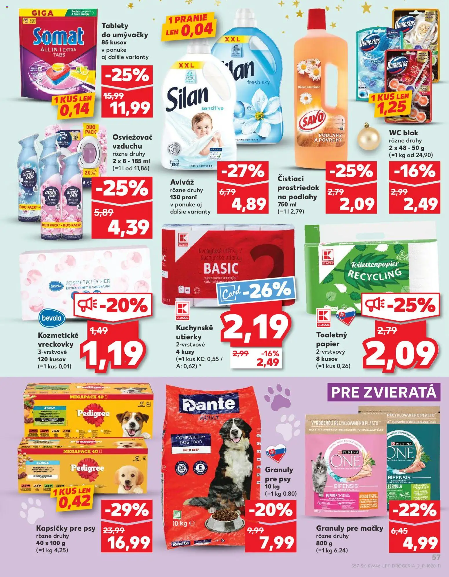 Náhľad Kaufland letáku platného od 13.11.2025 - Toaletný papier, Osviežovač vzduchu, Savo, Domestos, Silan, Aviváž, Čistiaci prostriedok, Wc blok