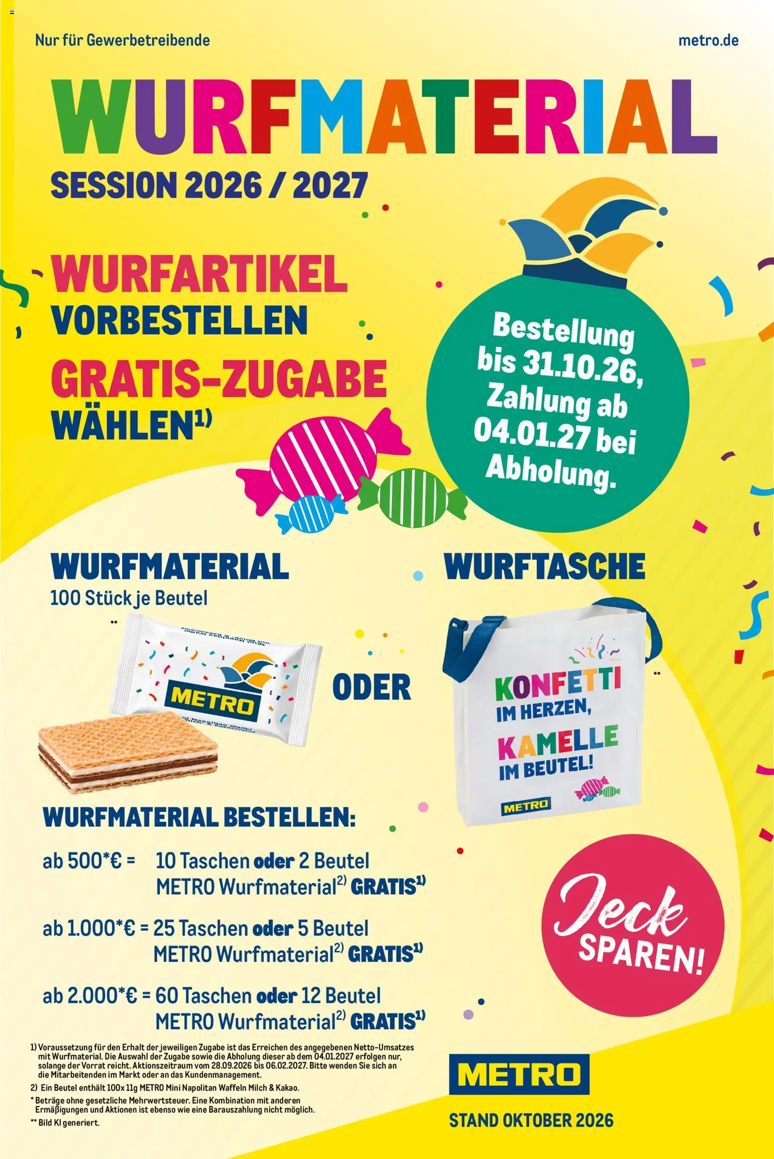 Vorschau von dem Prospekt des Geschäftes Metro, gültig ab dem 28.09.2026 - Waffeln, Milch, Taschen
