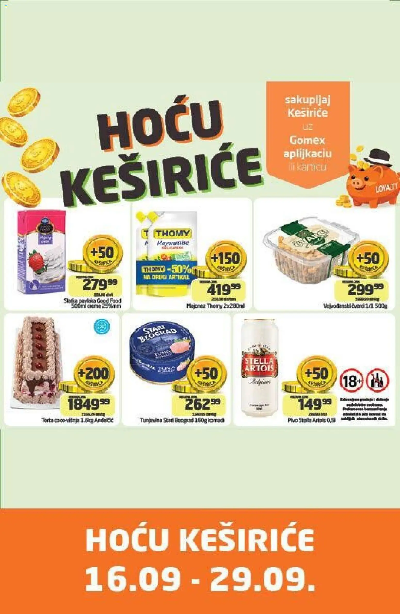 Pregled Gomex kataloga - važi od 16.09.2026 - Torta, Pivo, Stella Artois, Majonez