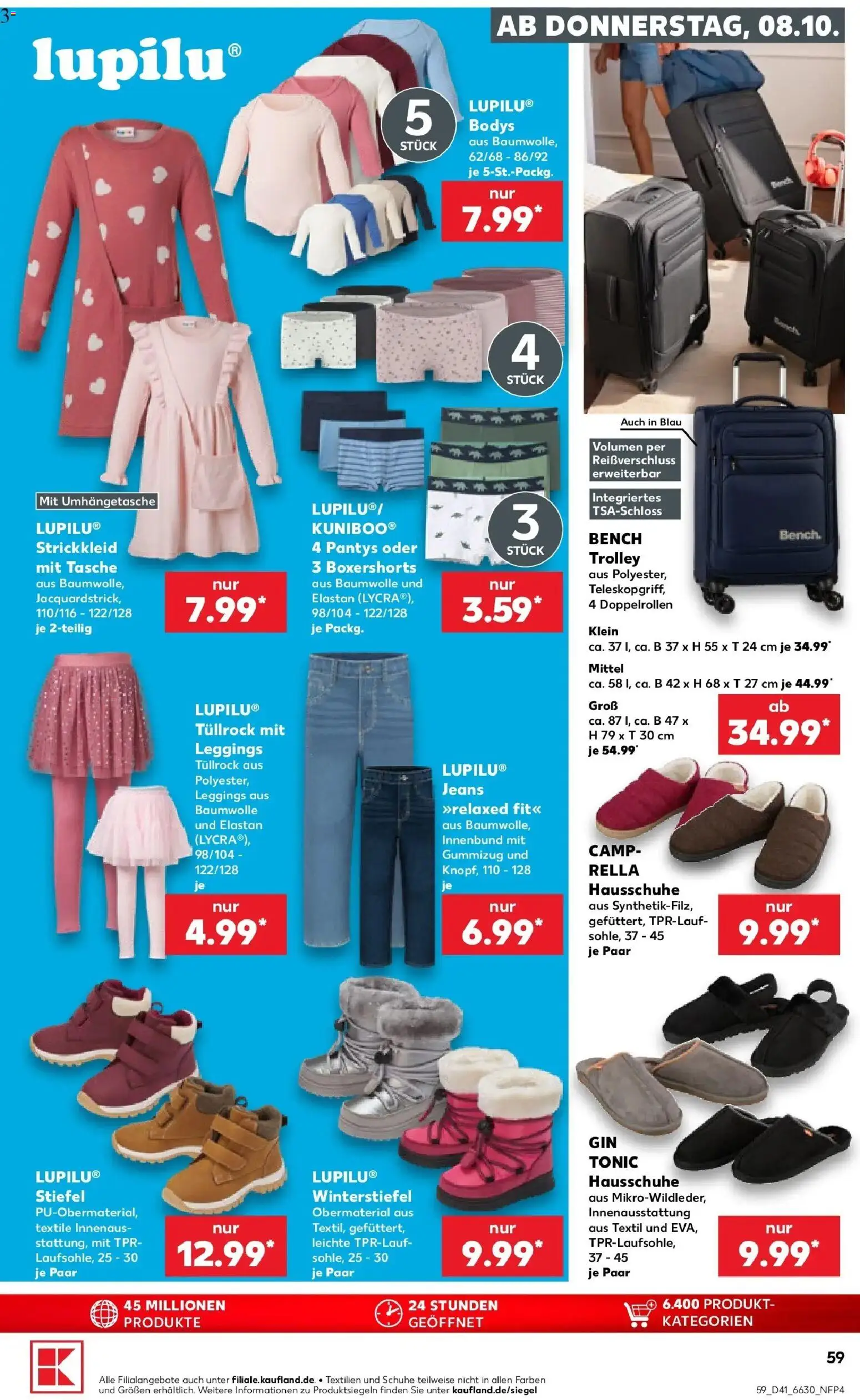 Vorschau von dem Prospekt des Geschäftes Kaufland, gültig ab dem 08.10.2026 - Jeans, Tasche, Stiefel, Leggings, Hausschuhe