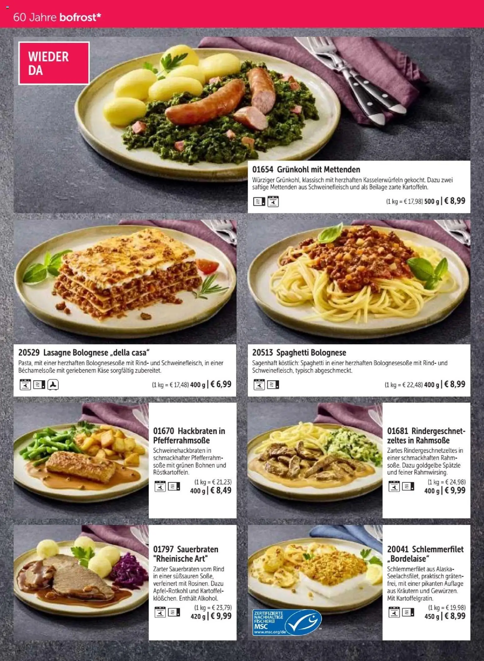 Vorschau von dem Prospekt des Geschäftes Bofrost, gültig ab dem 07.09.2026 - Käse, Lasagne, Spaghetti, Soße, Schweinefleisch