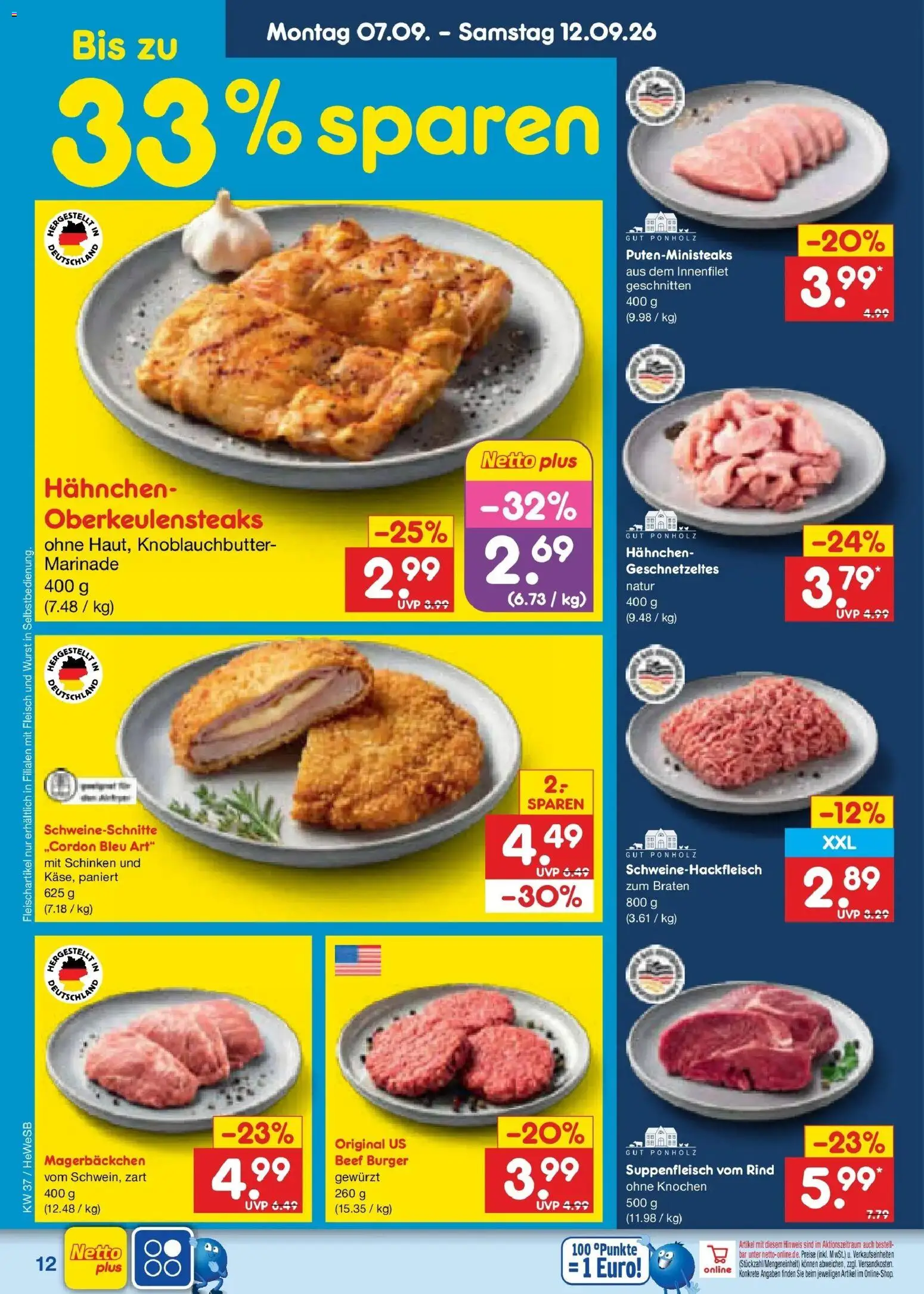 Vorschau von dem Prospekt des Geschäftes Netto Marken-Discount, gültig ab dem 07.09.2026 - Burger, Wurst, Fleisch, Schinken, Suppenfleisch, Hahnchen