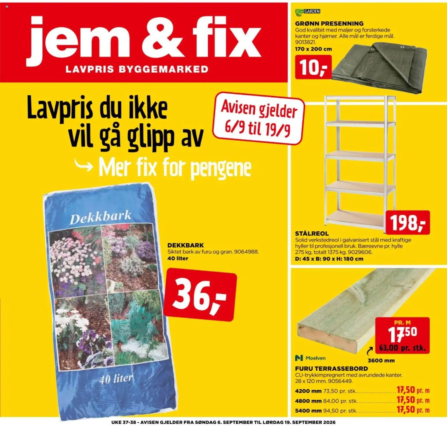 Forhåndsvis Jem & Fix kundeavis fra butikk Jem & Fix gyldig fra 06/09/2026