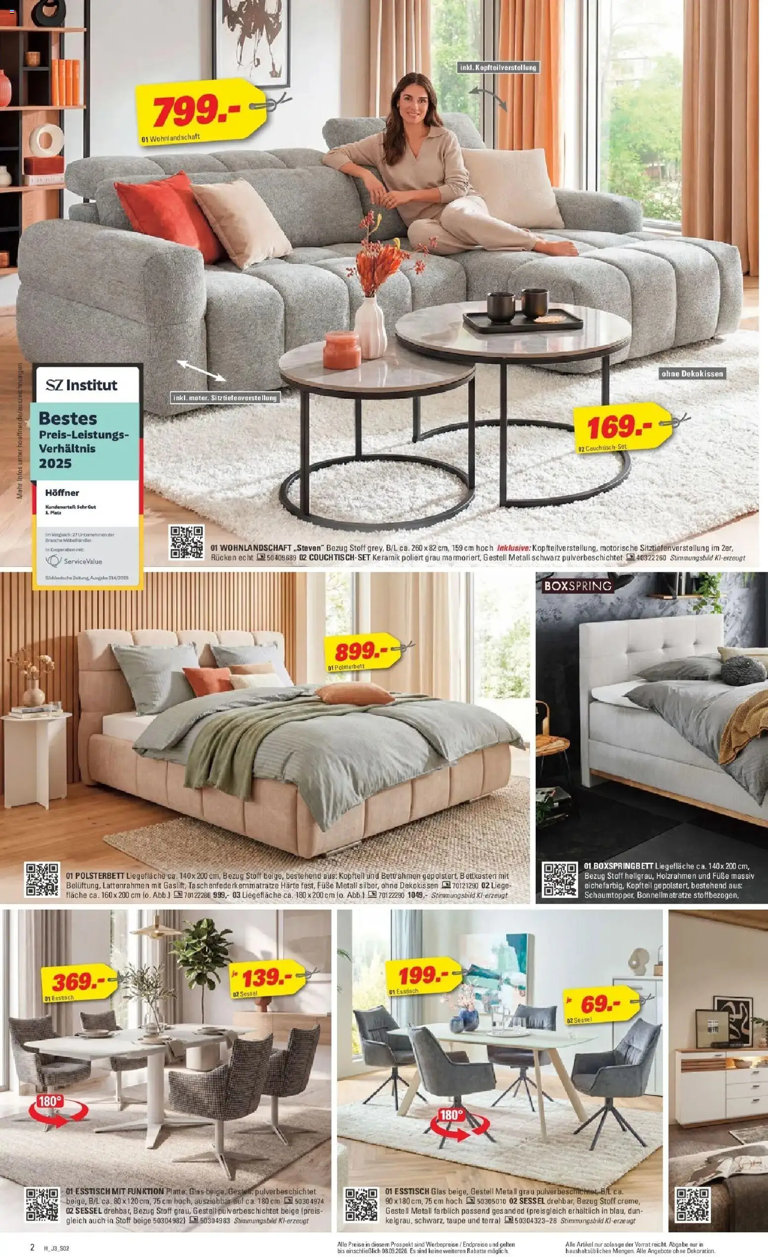 Vorschau von dem Prospekt des Geschäftes Höffner, gültig ab dem 26.08.2026 - Boxspringbett, Esstisch, Sessel, Wohnlandschaft, Polsterbett, Liege