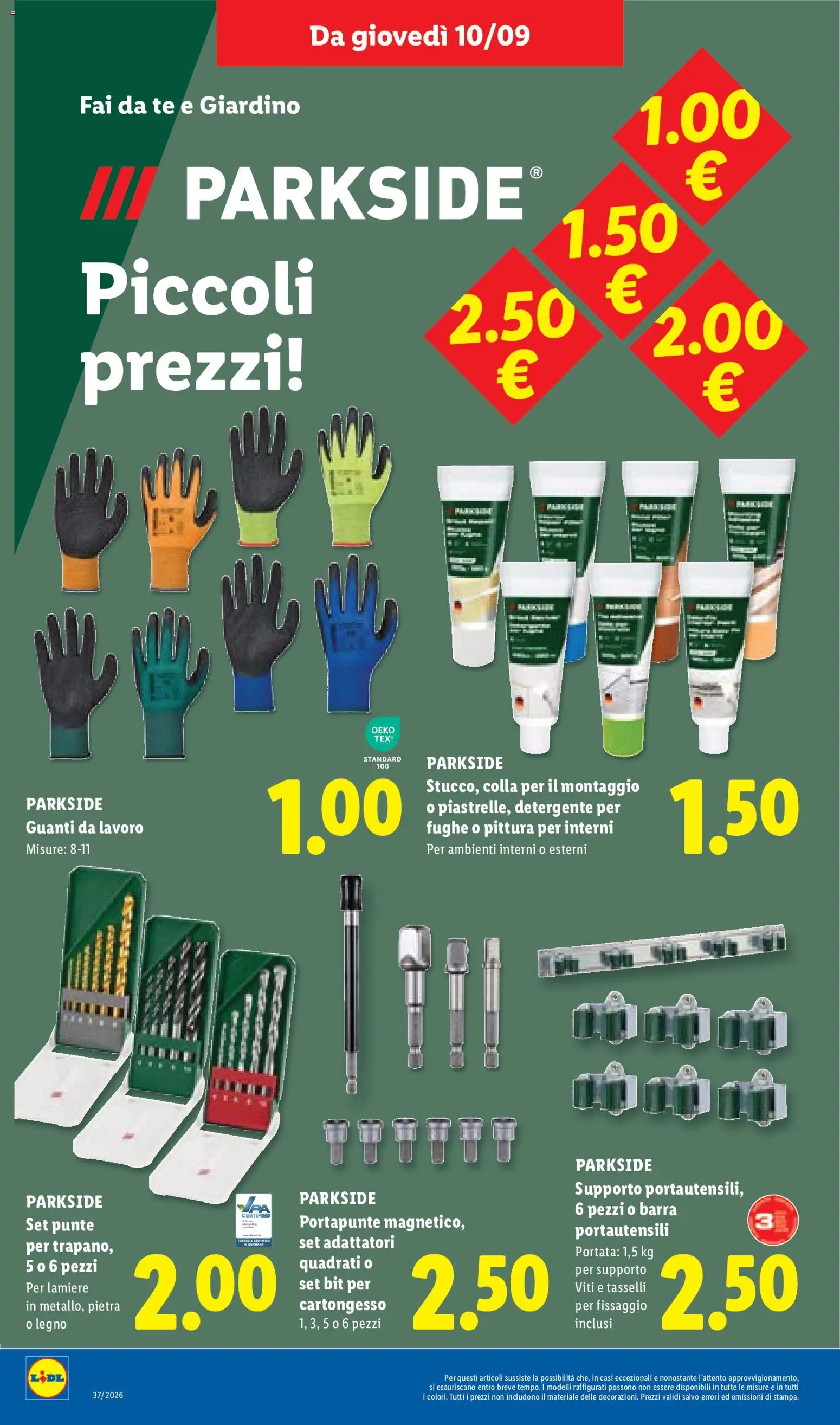 Anteprima dell'opuscolo Lidl volantino dal negozio Lidl valido da 10/09/2026 - Pittura, Tè, Guanti, Colla, Detergente