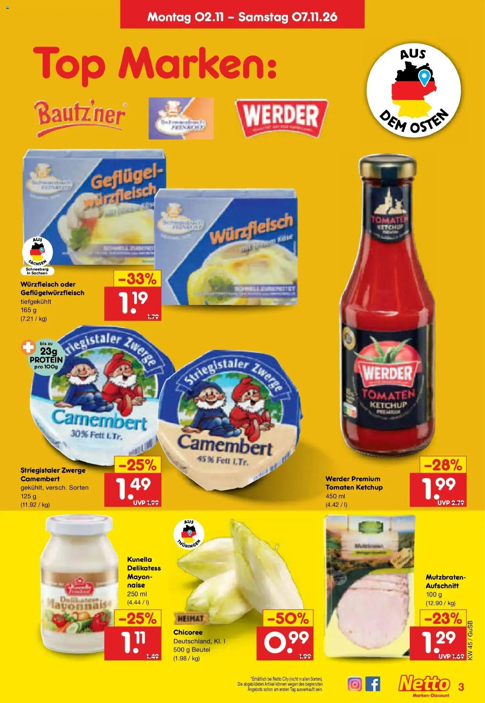 Vorschau von dem Prospekt des Geschäftes Netto Marken-Discount, gültig ab dem 02.11.2026 - Top, Camembert, Mayonnaise, Tomaten, Ketchup