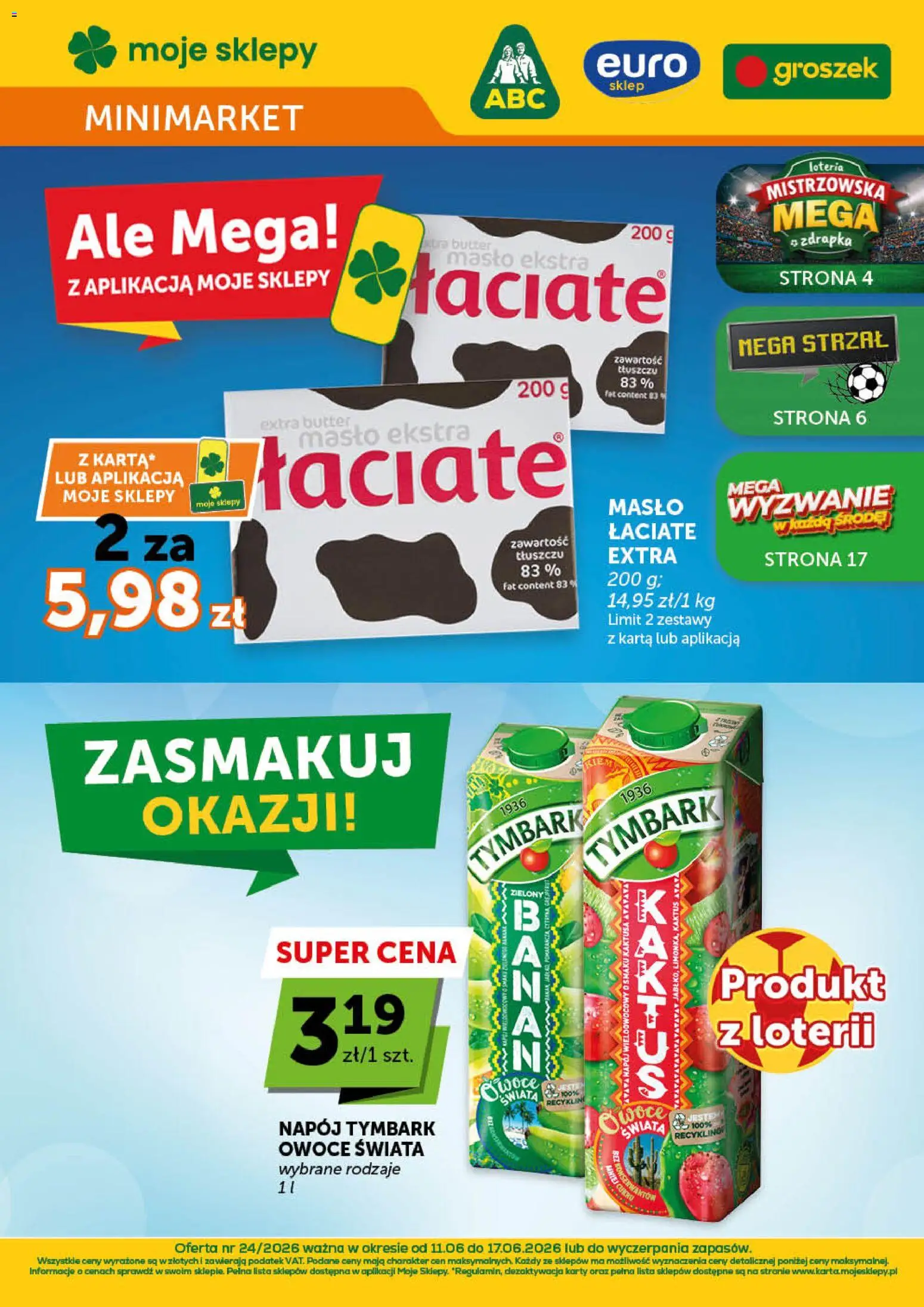 Pogląd gazetki "Groszek gazetka - Minimarket" ze sklepu Groszek ważnej od 11.06.2026 - Masło, Groszek, Owoce, Tymbark, Karta