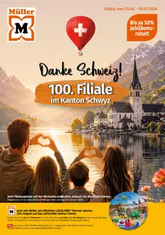 Vorschau des Merkblatts Müller aktionen Danke Schweiz vom Shop Müller gültig von 25.06.2026 bis 01.07.2026