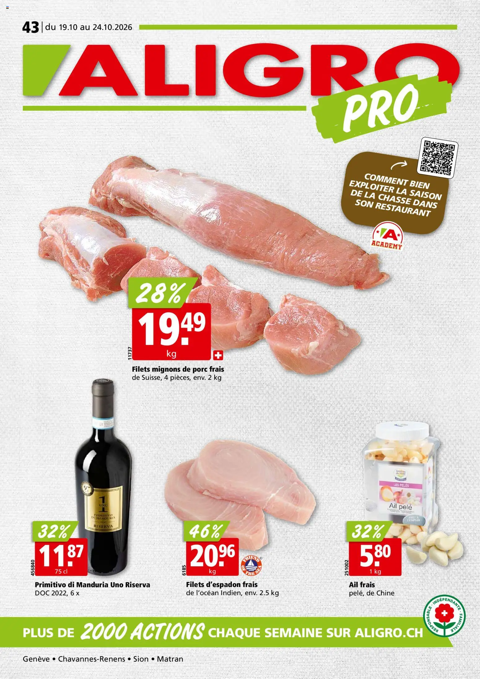 Vorschau des Merkblatts Aligro aktionen Chavannes, Matran, Genève, Sion vom Shop Aligro gültig von 19.10.2026 bis 24.10.2026