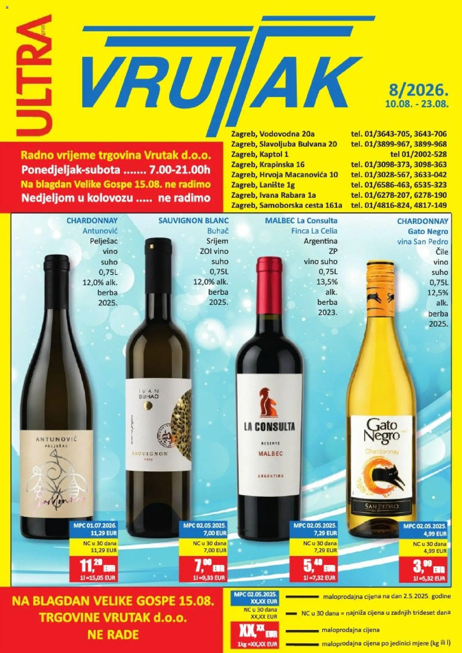 Pregled letka Vrutak Katalog trgovine Vrutak vrijedi od 10.08.2026 - Vino
