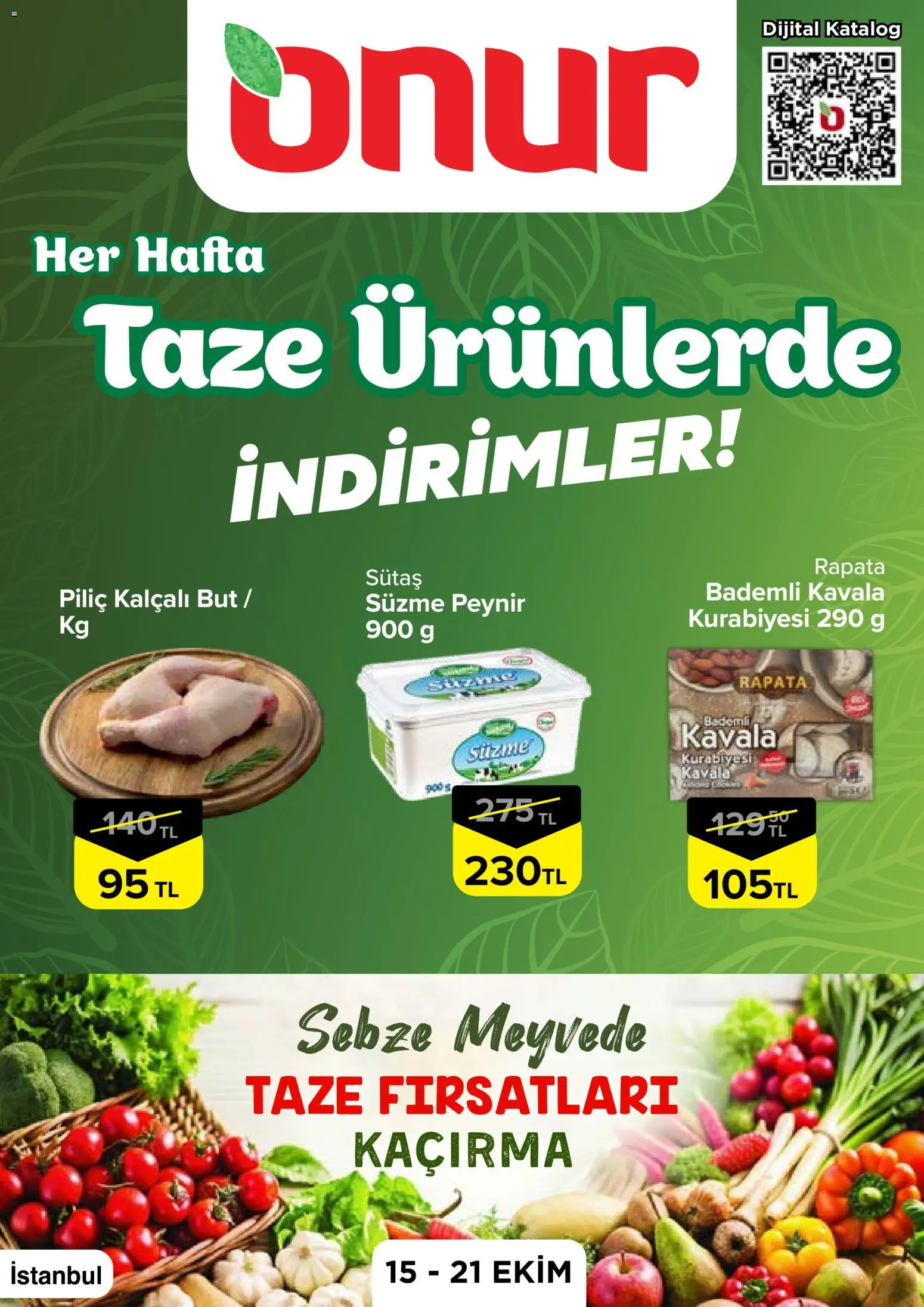 Onur Market Onur Market - Taze Ürünlerde İndirimler 15.10.2026 - Broşürünün önizlemesi - Peynir, Sebze, Süzme peynir, Piliç