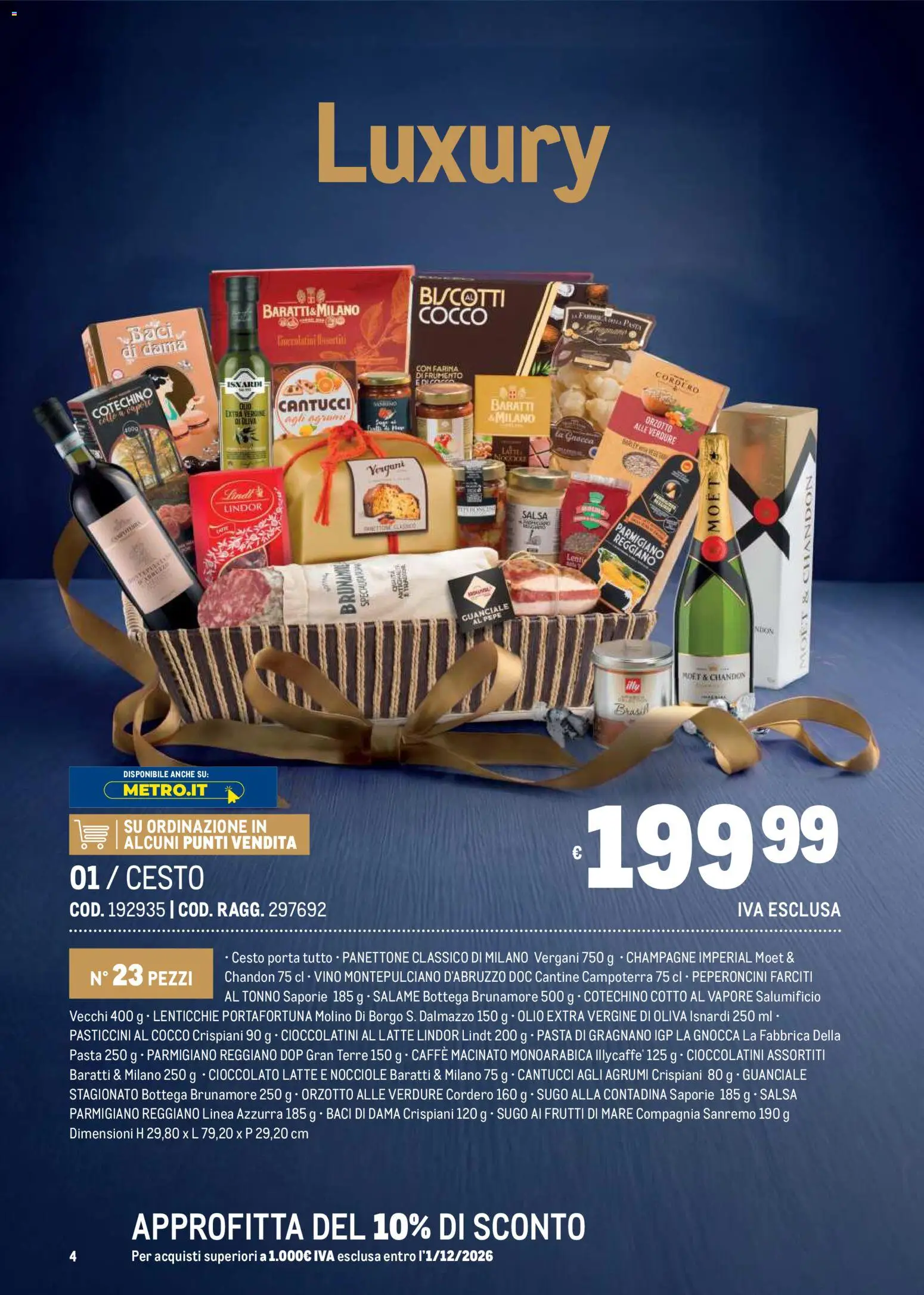 Anteprima dell'opuscolo Metro volantino Regalistica Natale dal negozio Metro valido da 19/10/2026 - Pasta, Caffè, Latte, Porta, Frutti di mare, Parmigiano, Macinato, Olio extra vergine