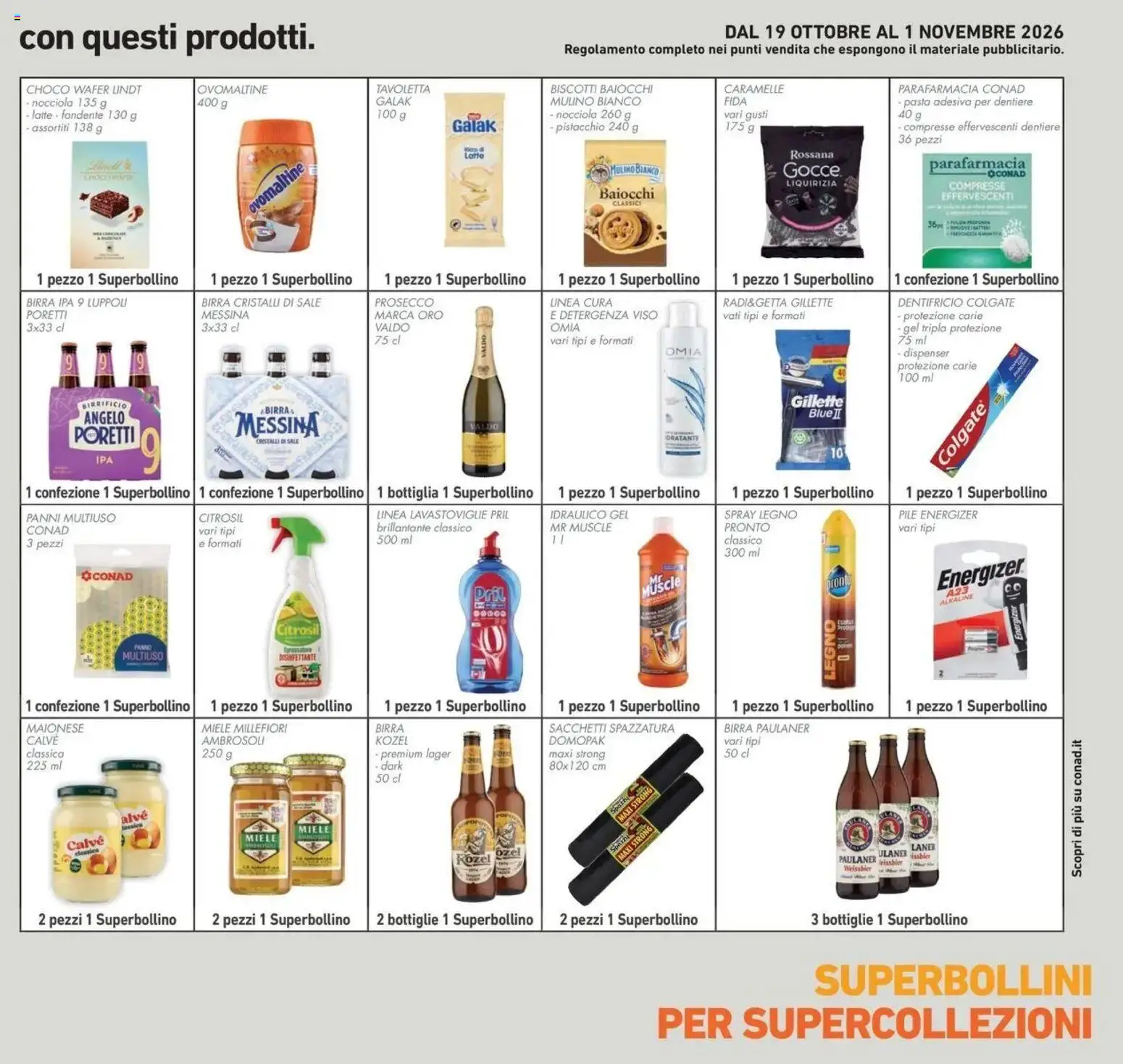 Anteprima dell'opuscolo Conad volantino Gonzaga dal negozio Conad valido da 21/10/2026 - Pasta, Birra, Latte, Lindt, Prosecco, Pistacchio, Maionese, Caramelle
