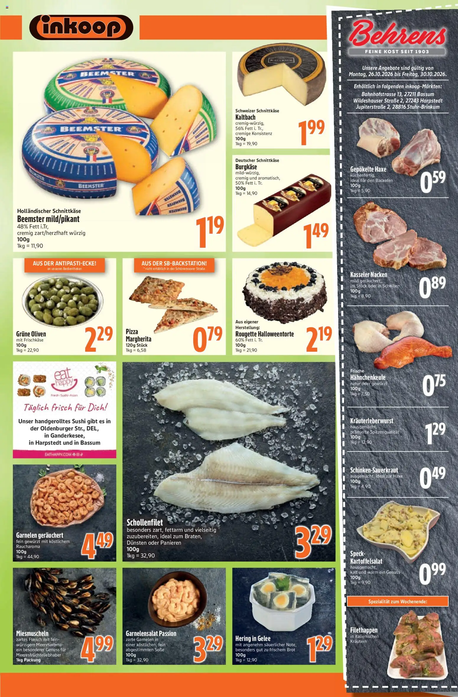 Vorschau von dem Prospekt des Geschäftes Inkoop, gültig ab dem 26.10.2026 - Pizza, Garnelen, Backofen, Brot, Hering, Soße, Frischkase, Kasseler nacken