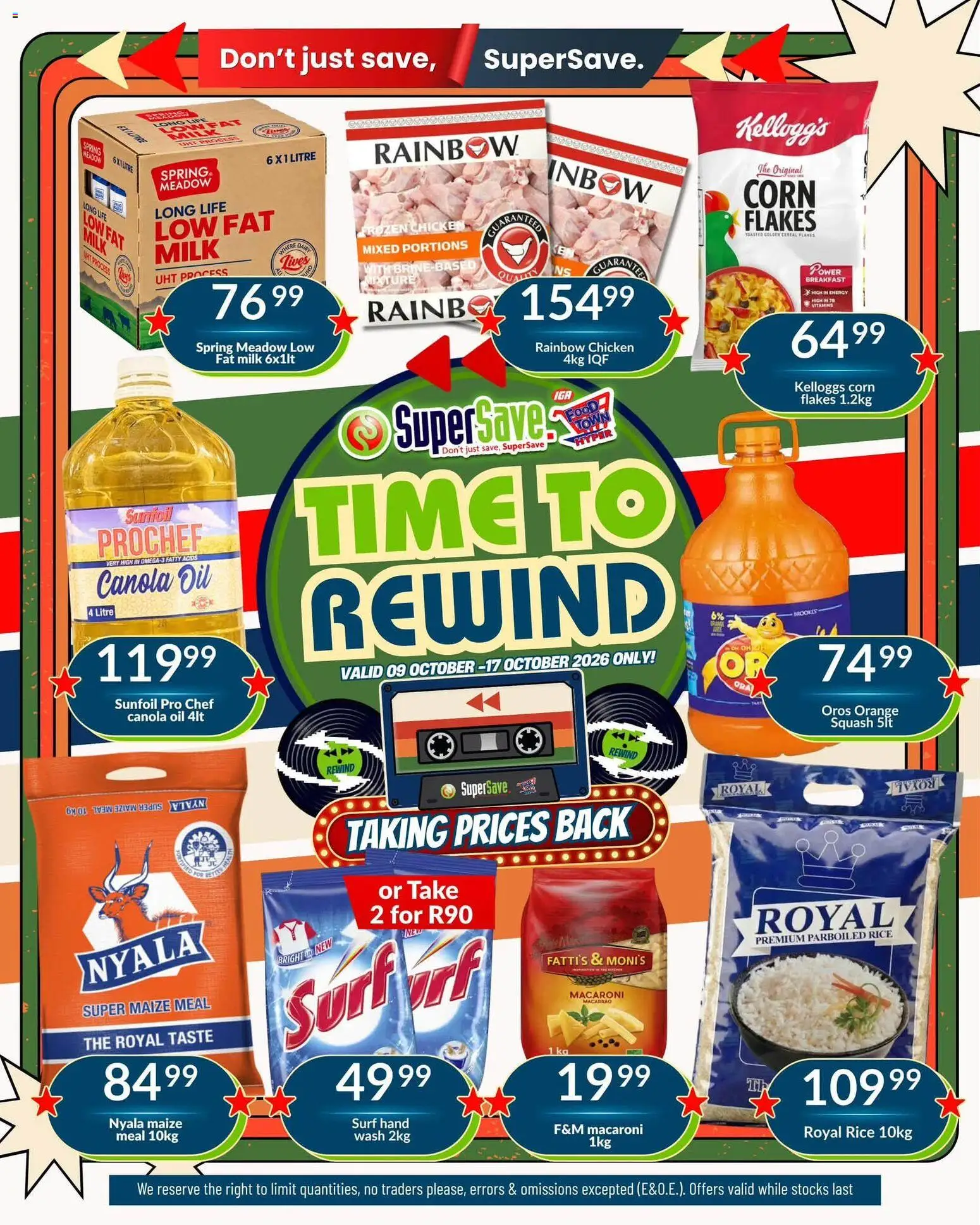 Preview of Super Save flyer valid from 09/10/2026 - Breakfast, Milk, Oil, Maize meal, Vitamins, Corn flakes, Squash, Flakes