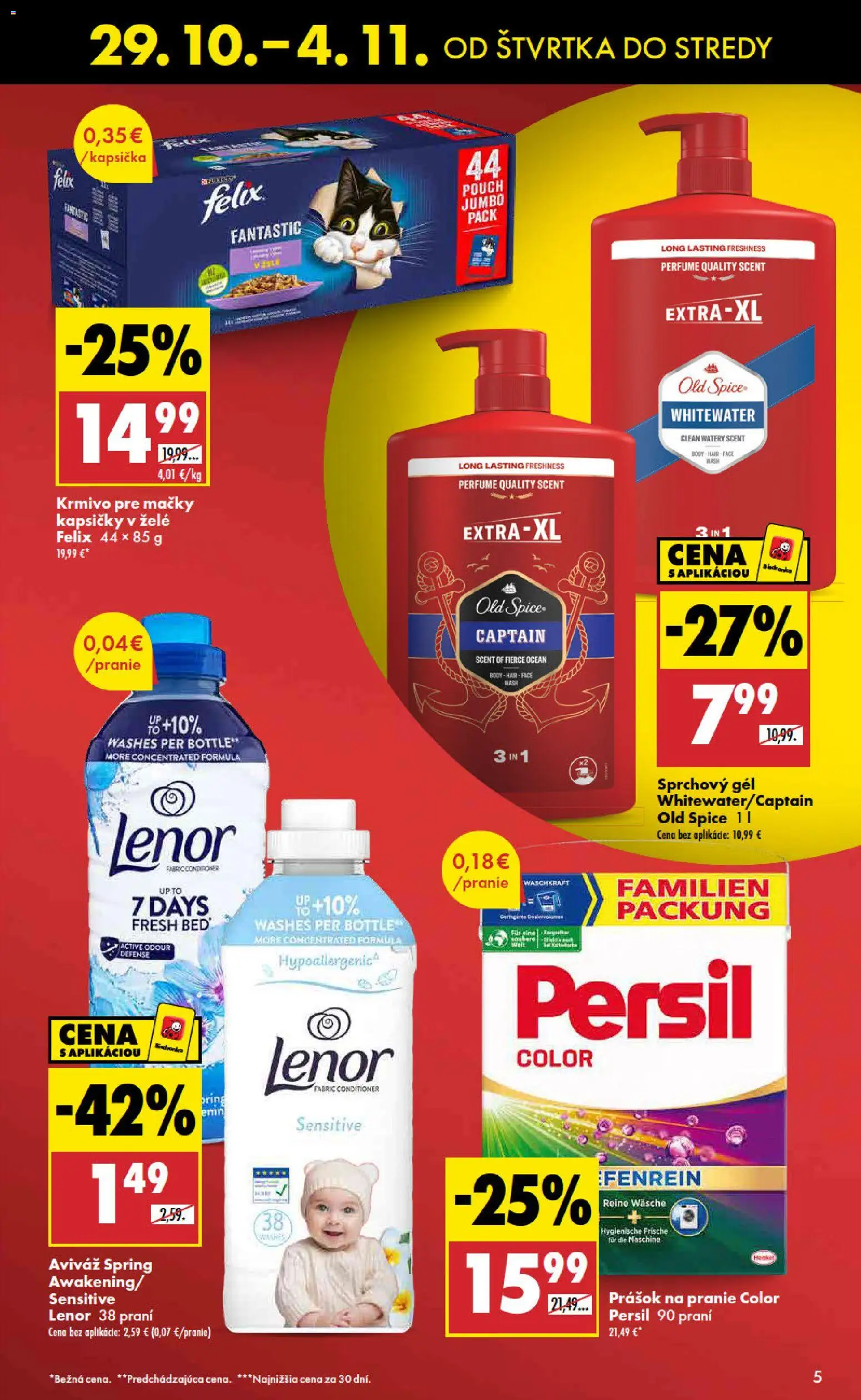 Náhľad Biedronka letáku platného od 29.10.2026 - Felix, Old Spice, Persil, Lenor, Aviváž, Prášok na pranie, Sprchový gél, Kapsičky