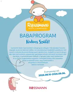 Rossmann - Rossmann Babaprogram megtekintése, amely érvényes 2026.08.10.-től