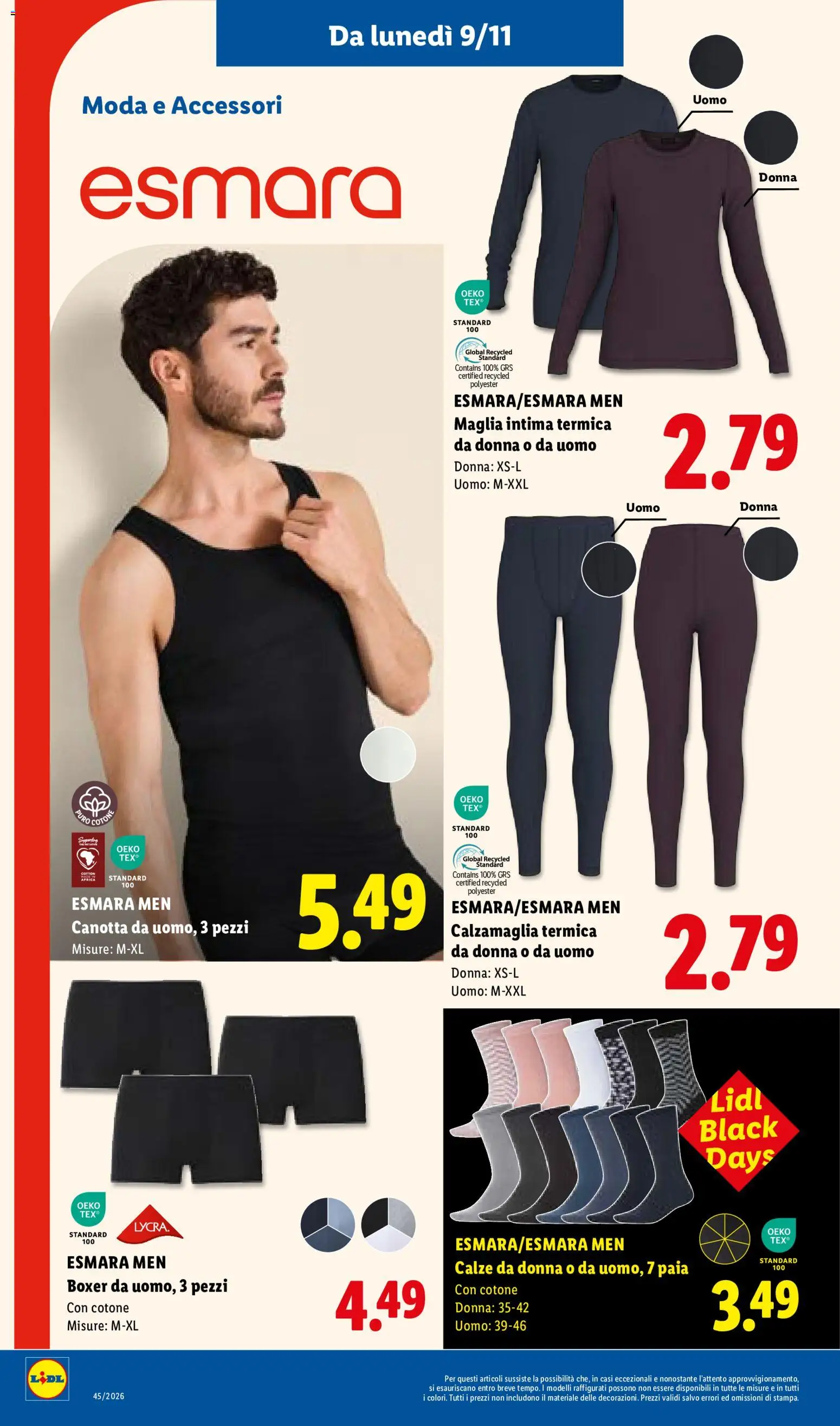 Anteprima dell'opuscolo Lidl volantino Sicilia dal negozio Lidl valido da 02/11/2026 - Boxer, Canotta, Calzamaglia