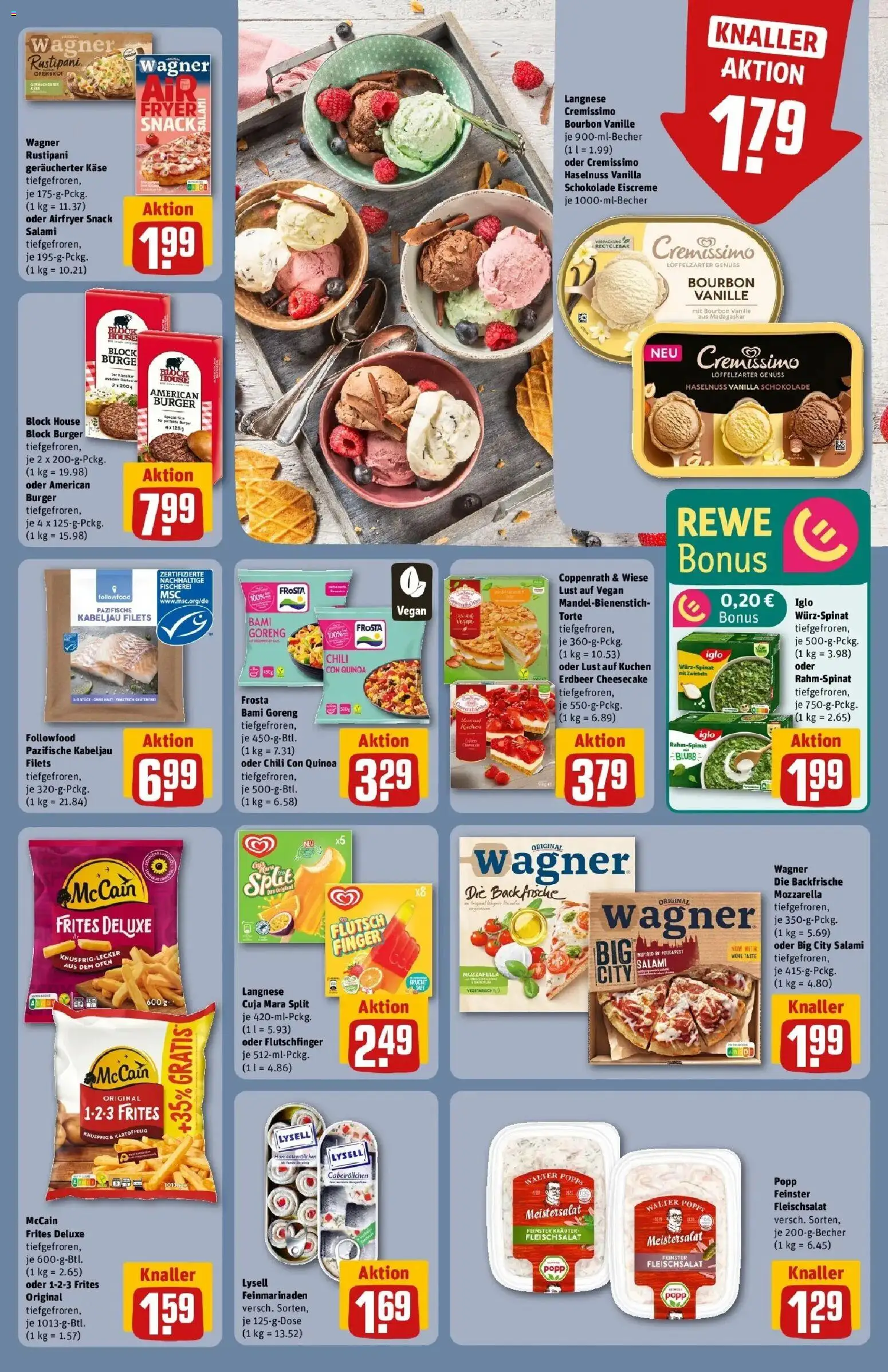 Vorschau von dem Prospekt des Geschäftes Rewe, gültig ab dem 02.03.2026 - Pizza, Kuchen, Schokolade, Ofen, Chili, Bourbon, Langnese, Langnese cremissimo