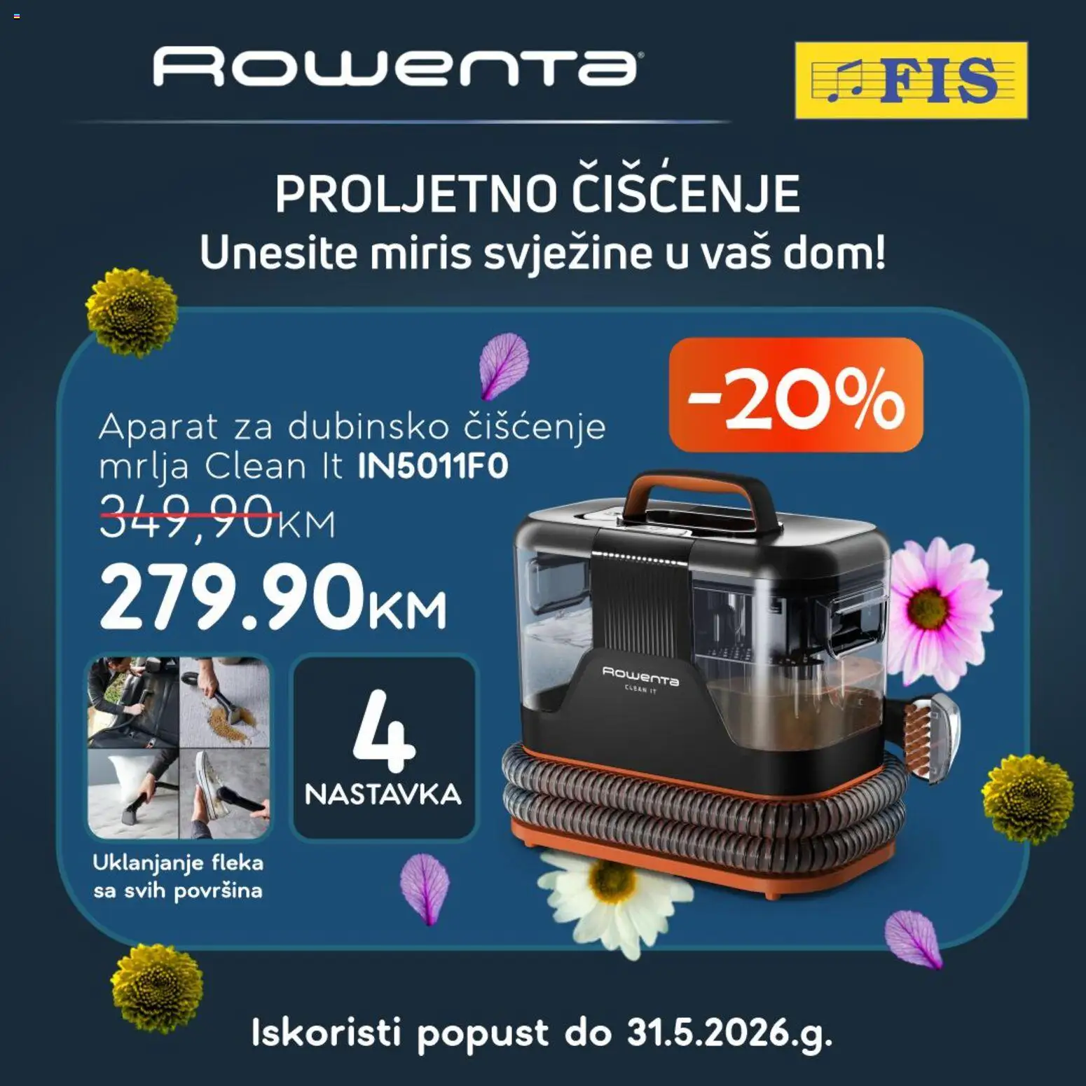 Pregled letka FIS - Rowenta štapni usisivači trgovine FIS vrijedi od 15.05.2026