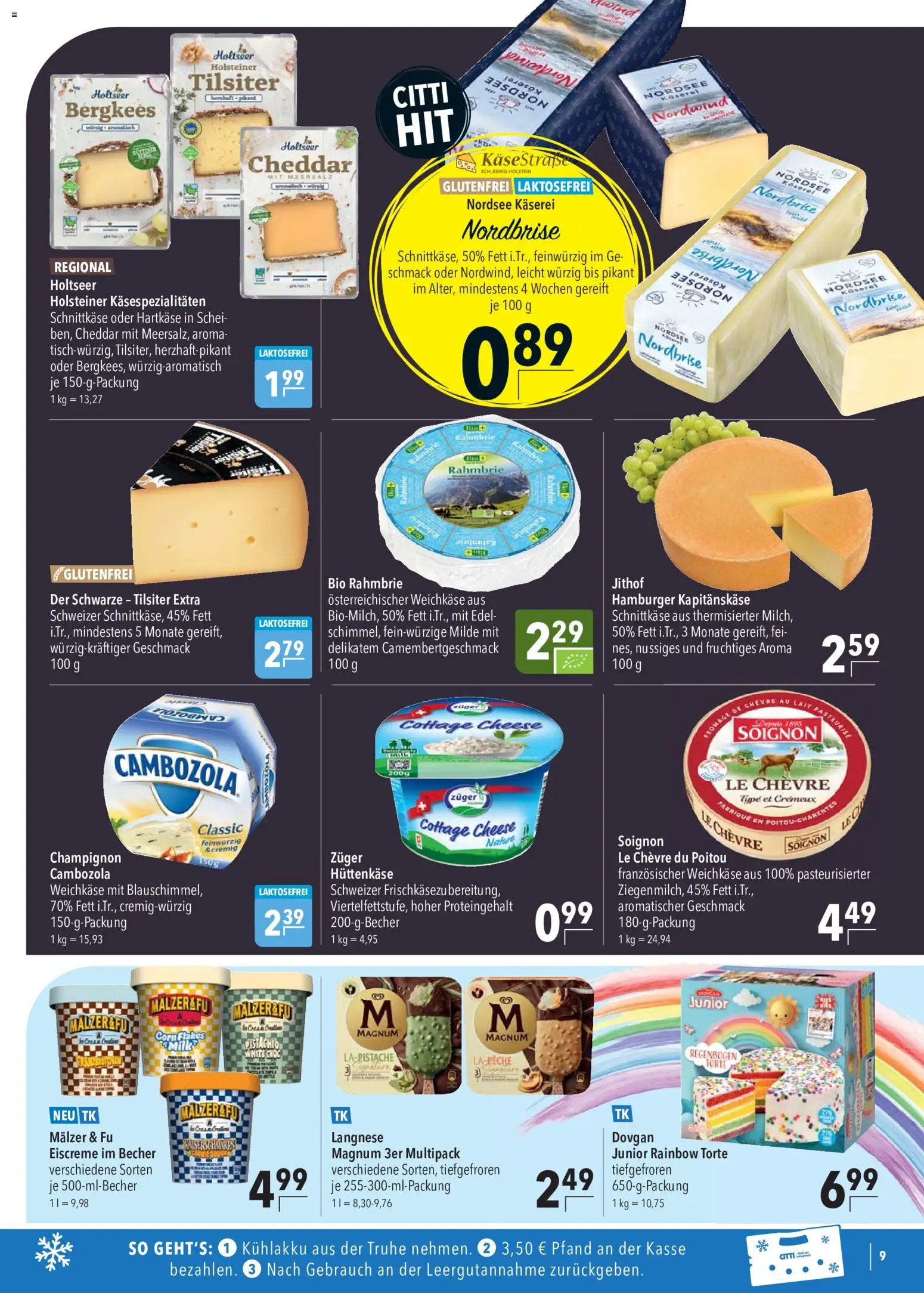 Vorschau von dem Prospekt des Geschäftes CITTI Markt, gültig ab dem 09.09.2026 - Hüttenkäse, Langnese, Truhe, Eiscreme