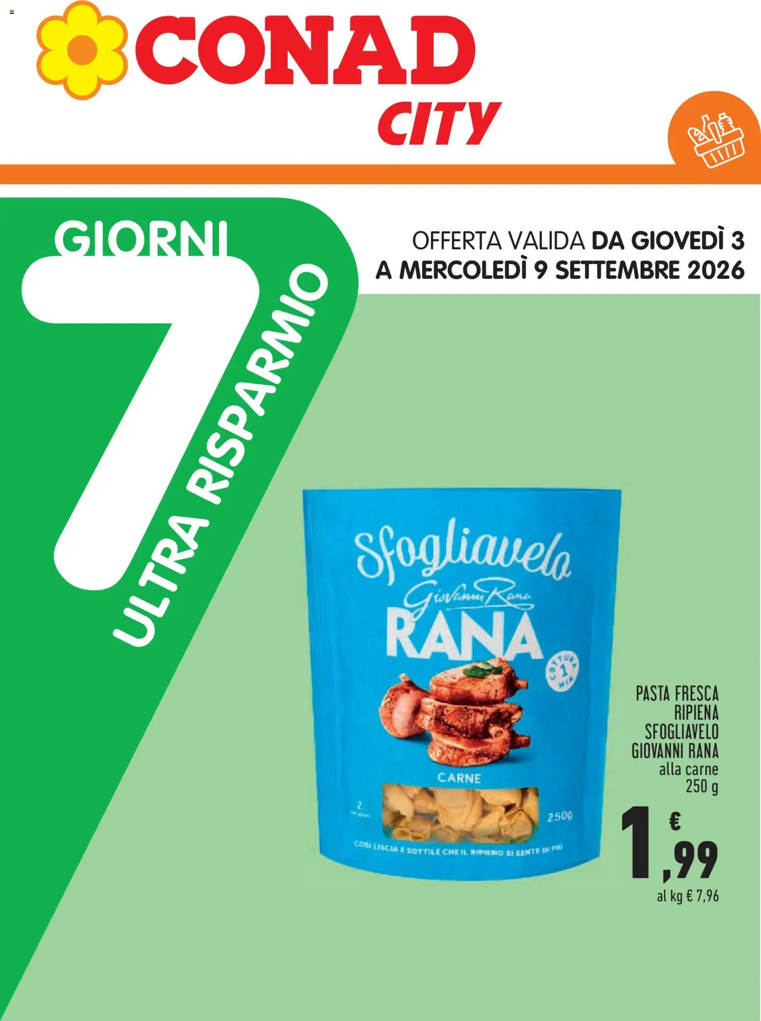 Anteprima dell'opuscolo Conad volantino City Piemonte dal negozio Conad valido da 27/08/2026 - Pasta, Carne